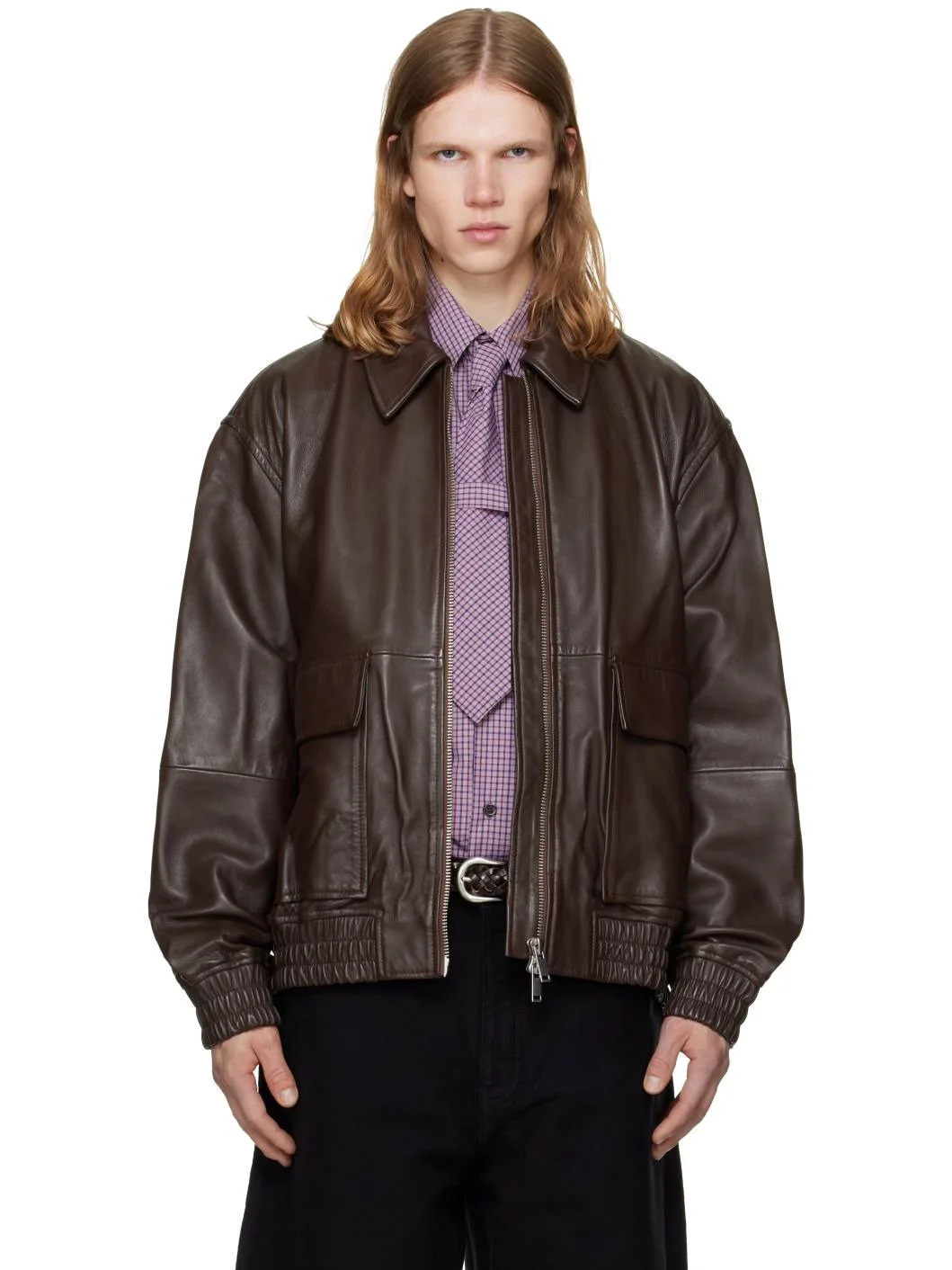 Brown Piston Leather Jacket - 1