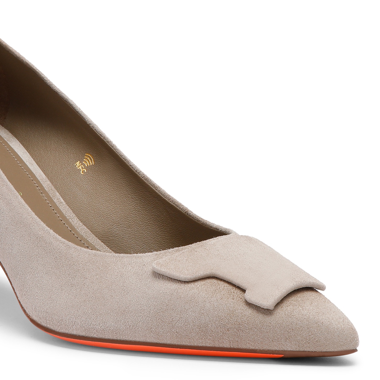Women's beige suede mid-heel Santoni Sibille pump - 6