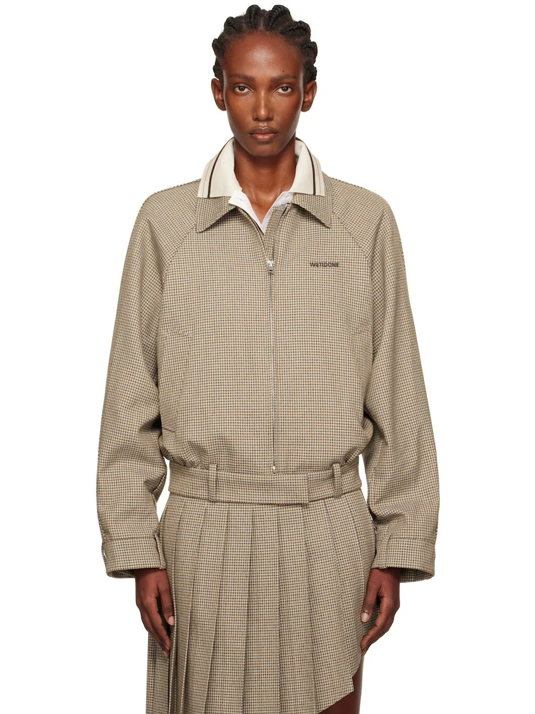 Beige Checked Jacket - 1