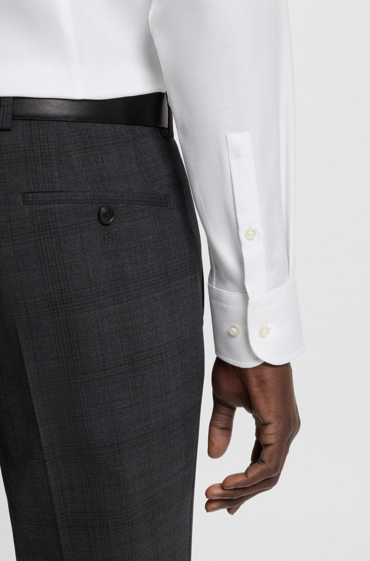 SLIM-FIT SHIRT IN MICRO-STRUCTURED ITALIAN COTTON - 6