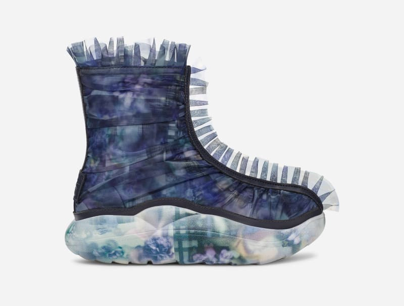 ® Women's ® CS Ruffle Boot Print Textile/Recycled Materials Boots in Dark Blue Floral 1