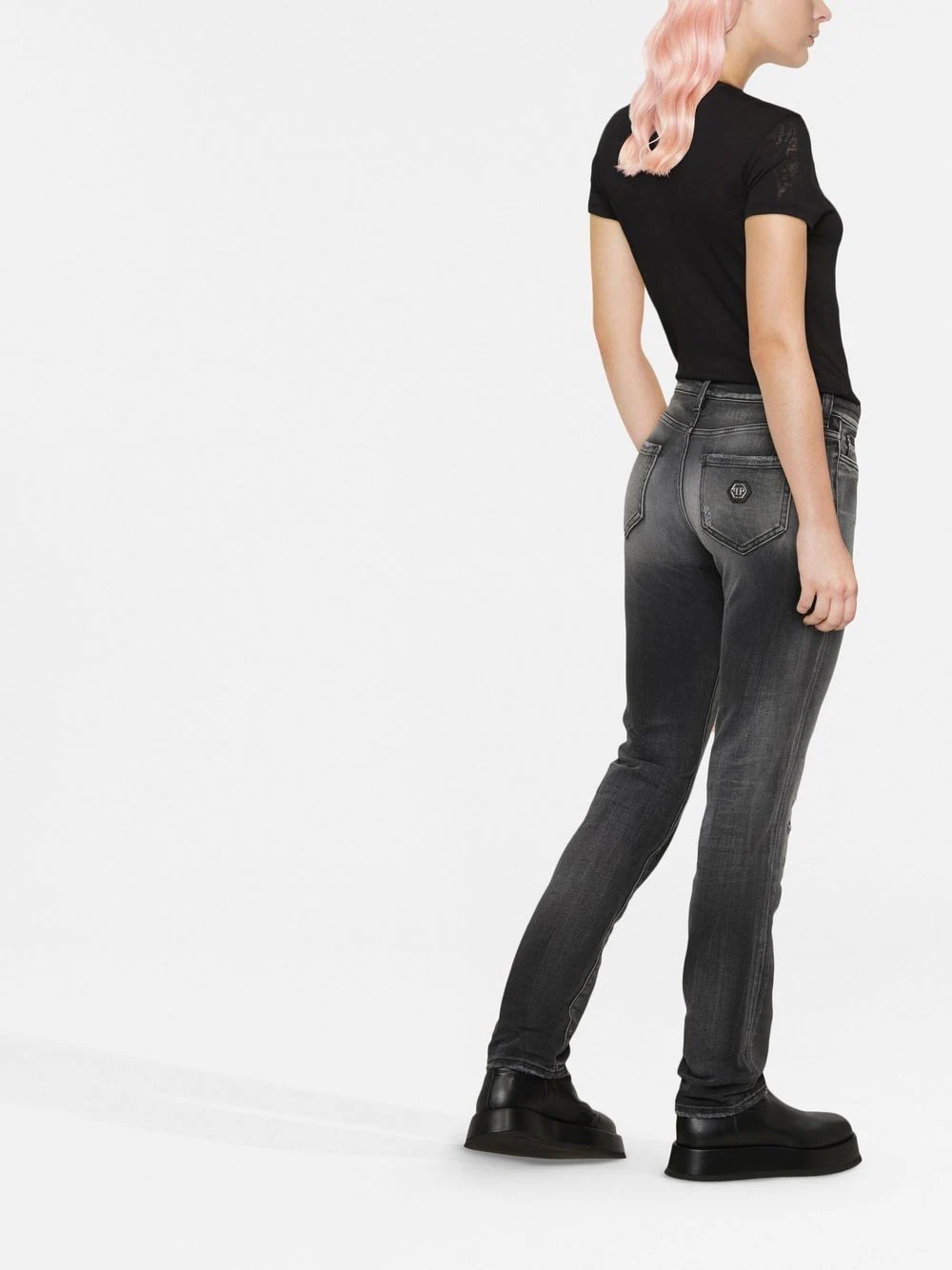 logo-plaque denim jeans - 4