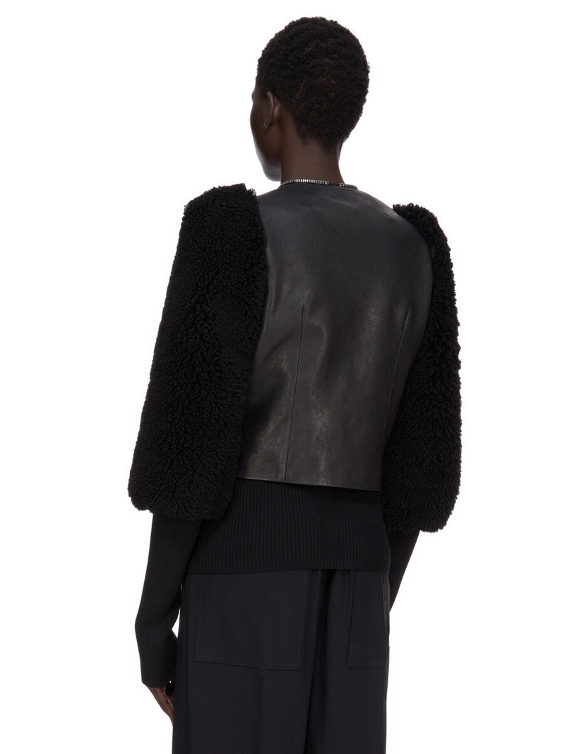 Giacca In Montone E Pelle Imbottita Black 3