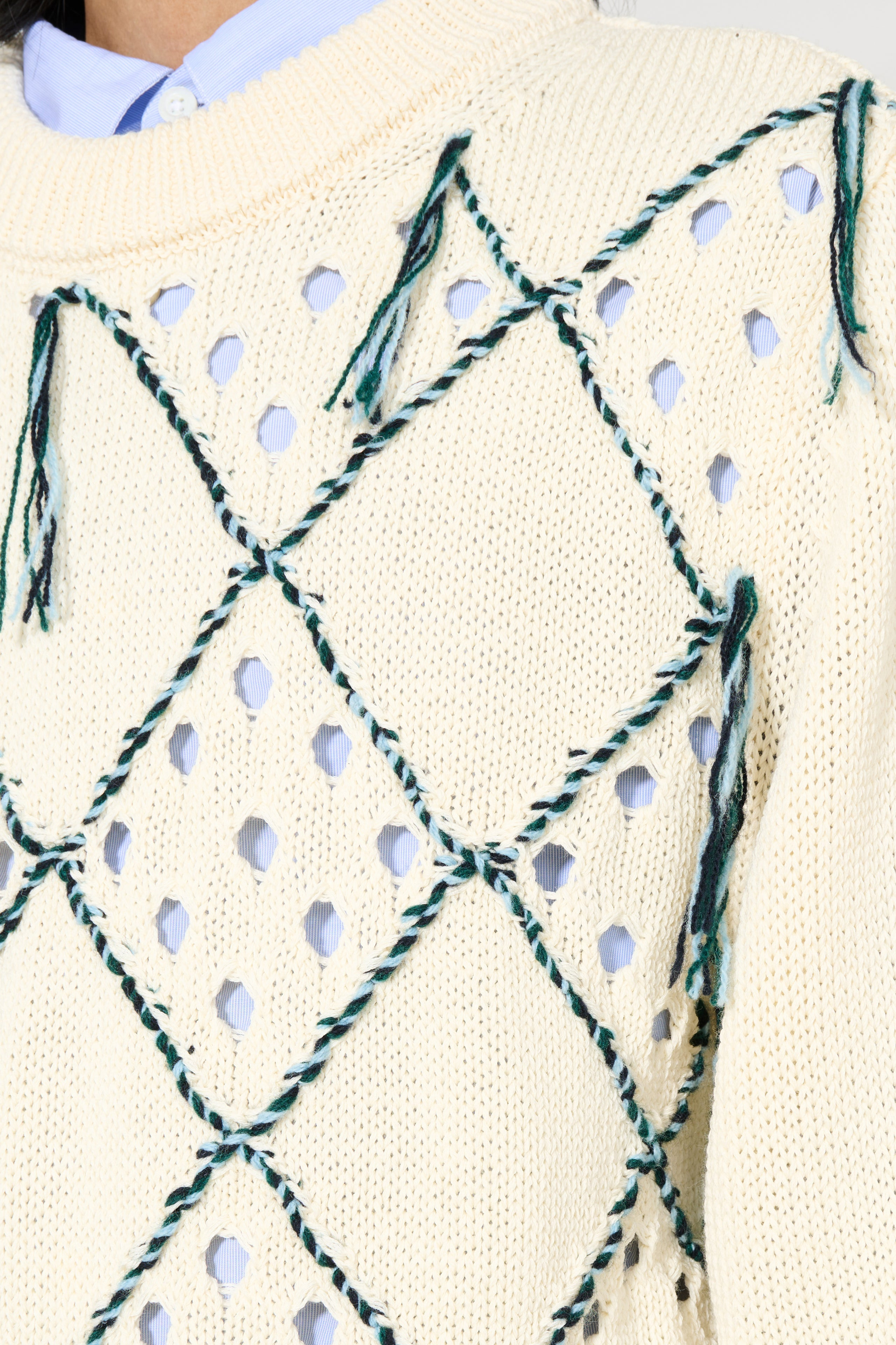 NAMACHEKO INTARSIA QUILT CREWNECK NATURAL - 5