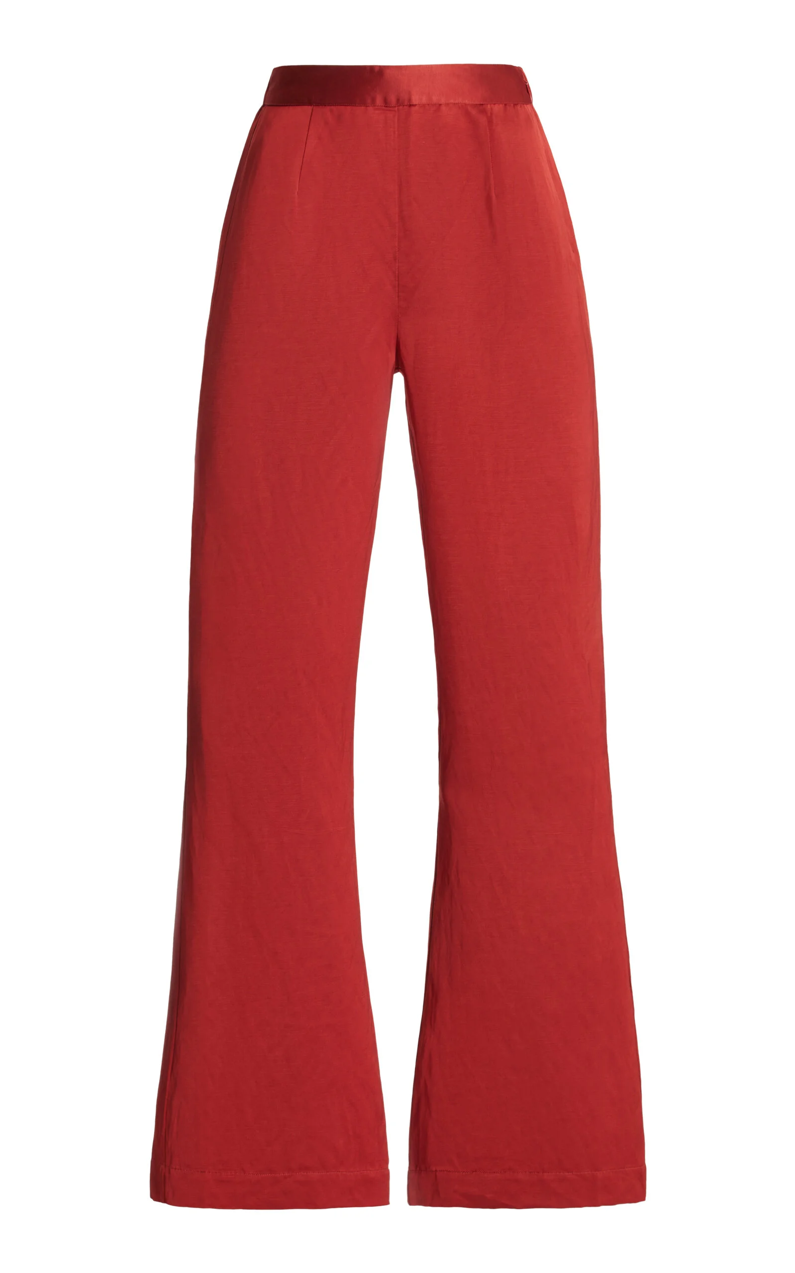 Tia High-Waisted Linen Flared-Leg Pants red - 1