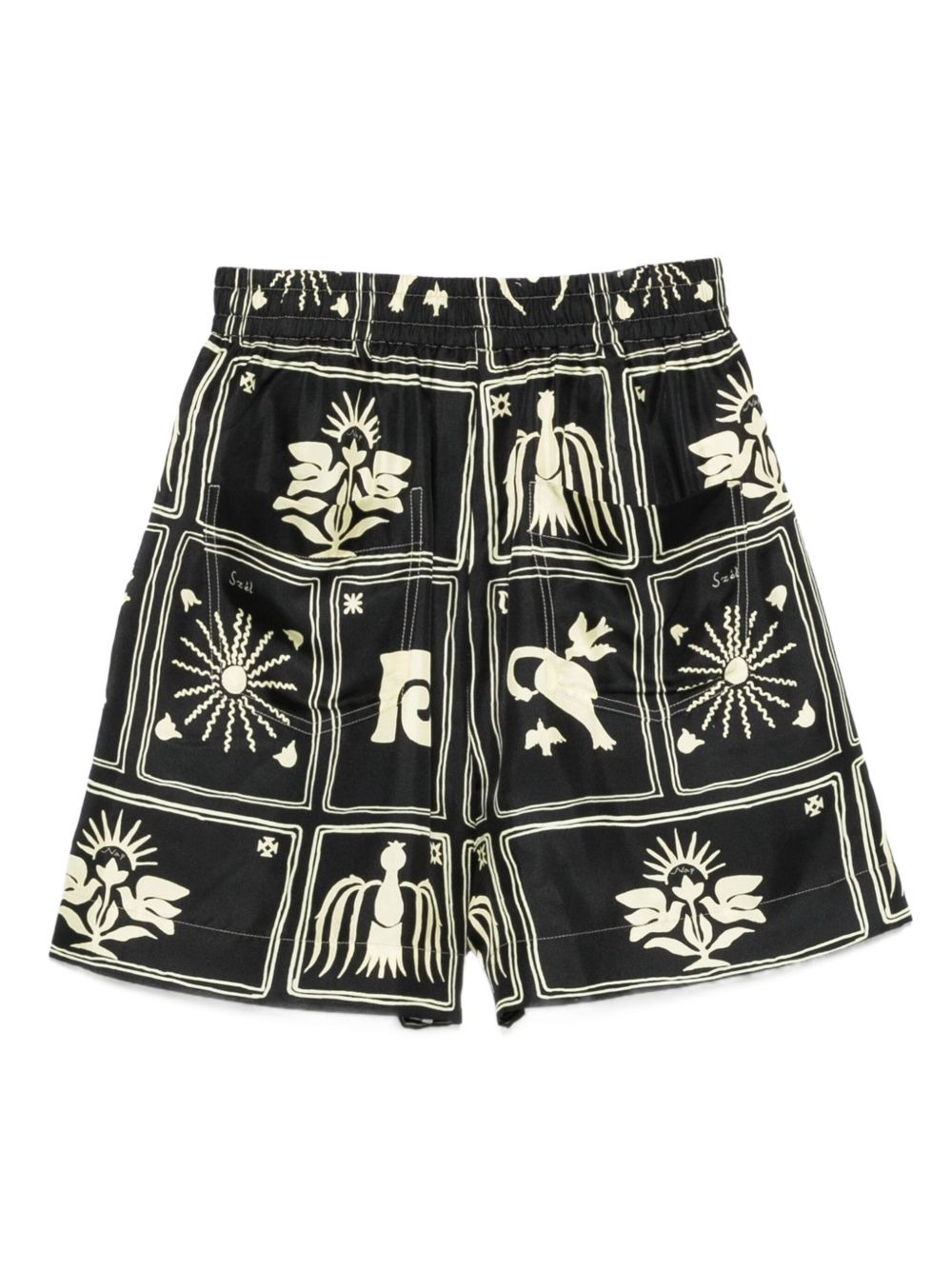 Exter folk art-print silk shorts - 2