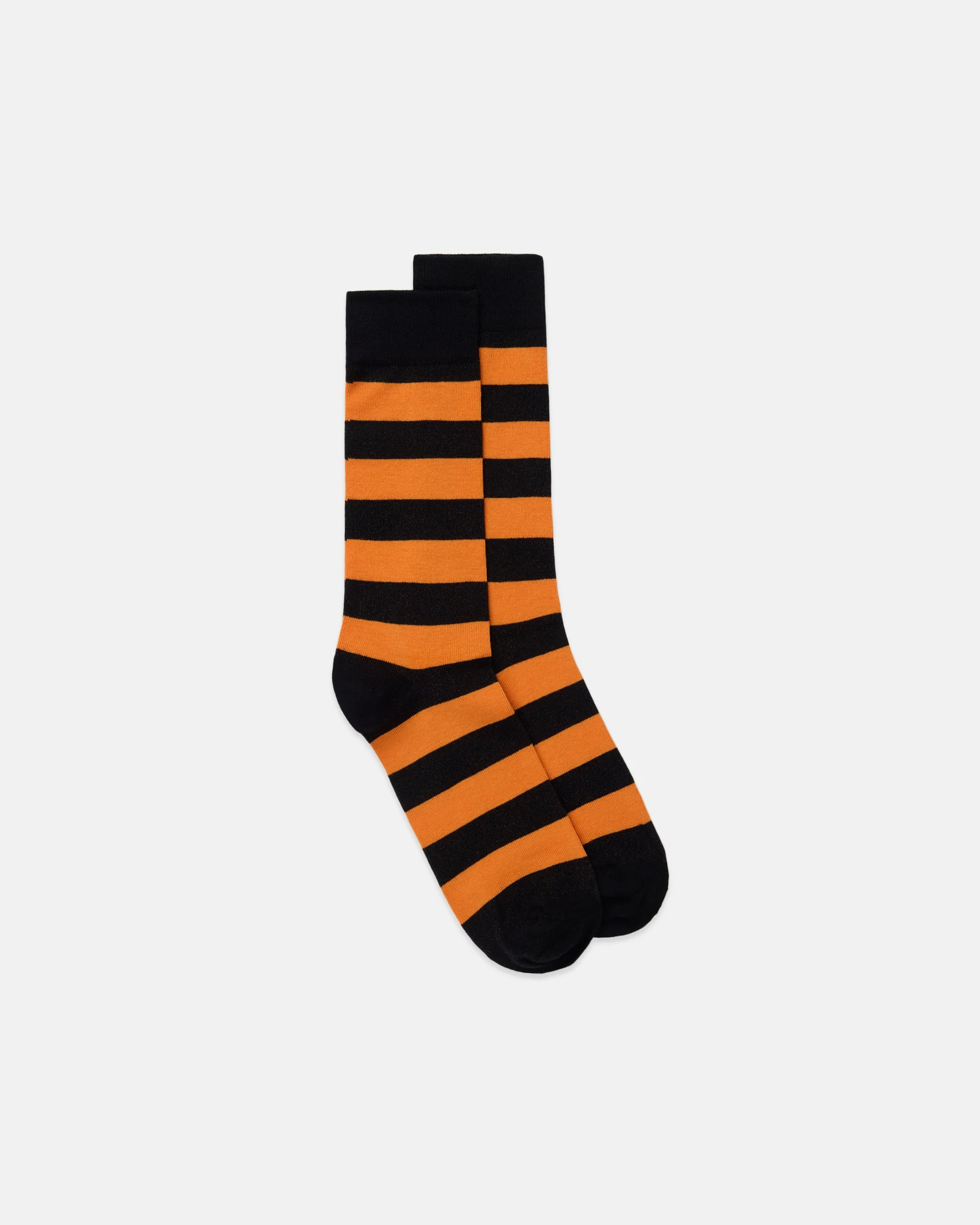 BLACK & ORANGE HOOP STRIPE COTTON SOCKS - 1