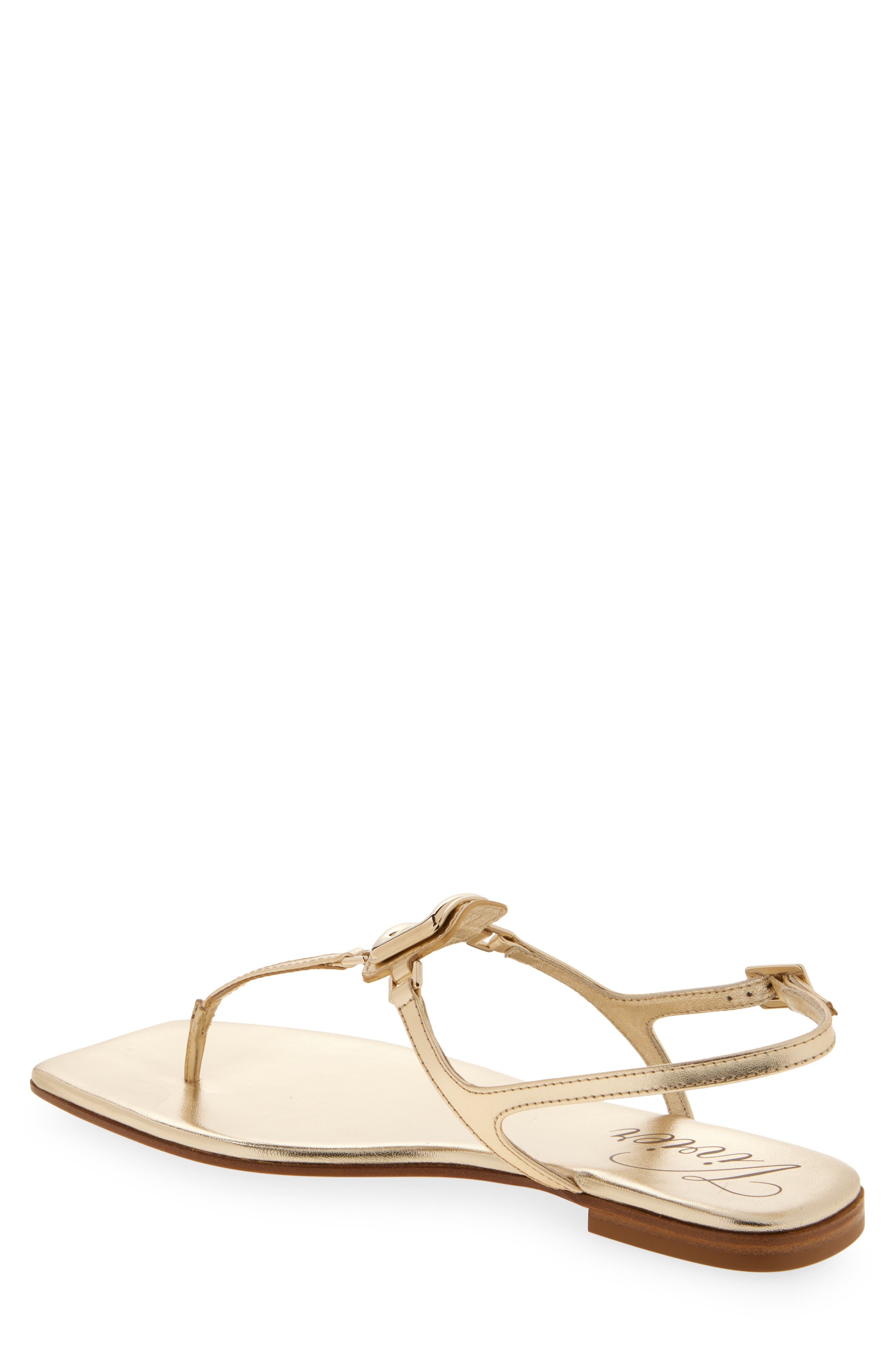 Roger Vivier Viv by the Sea Metallic T-Strap Sandal in Oro Chiaro at Nordstrom - 2