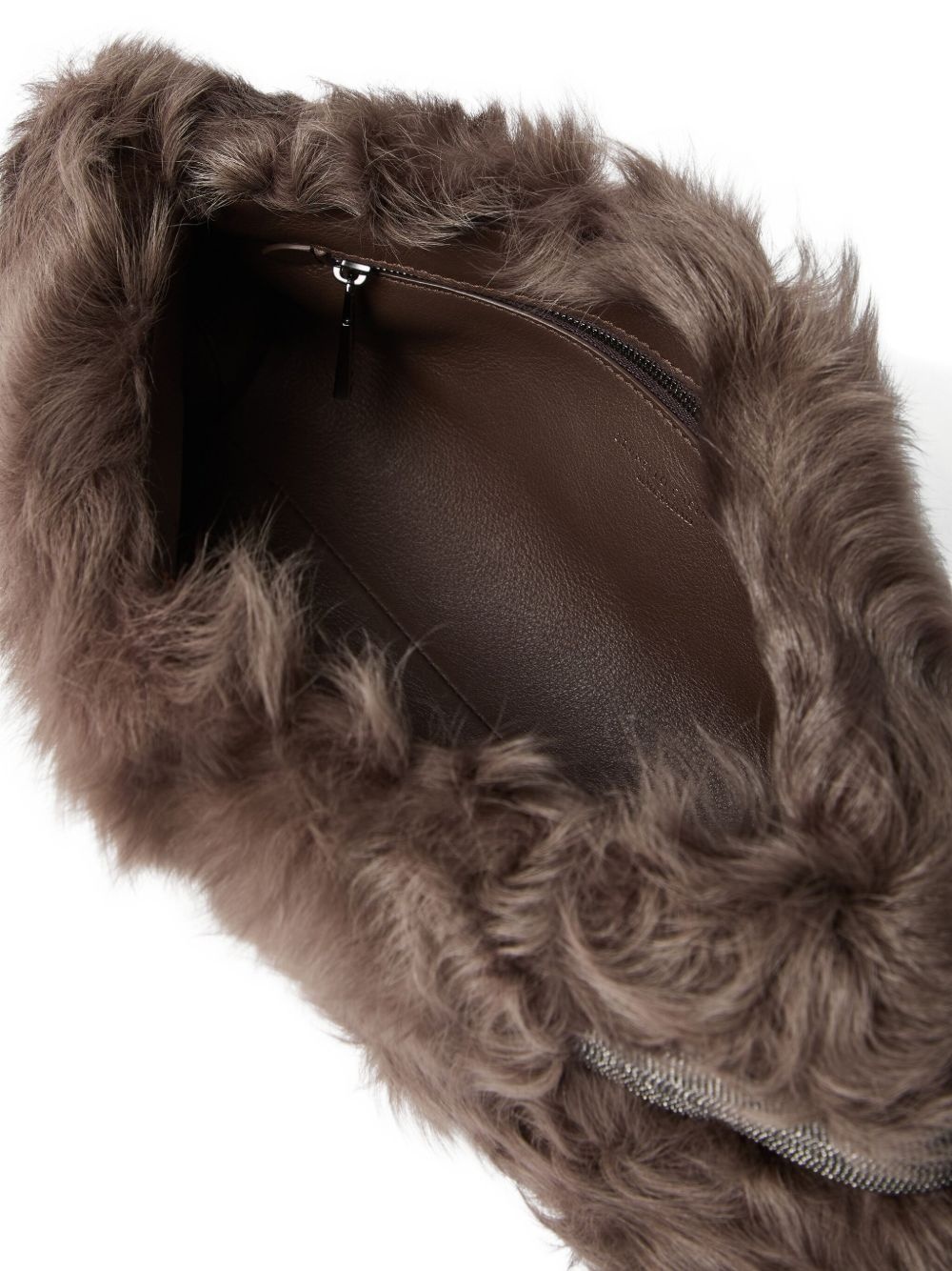 Wavy shearling clutch bag - 4