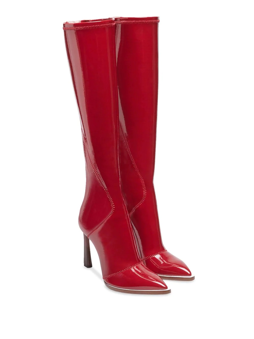 patent leather pointed toe boots - 4