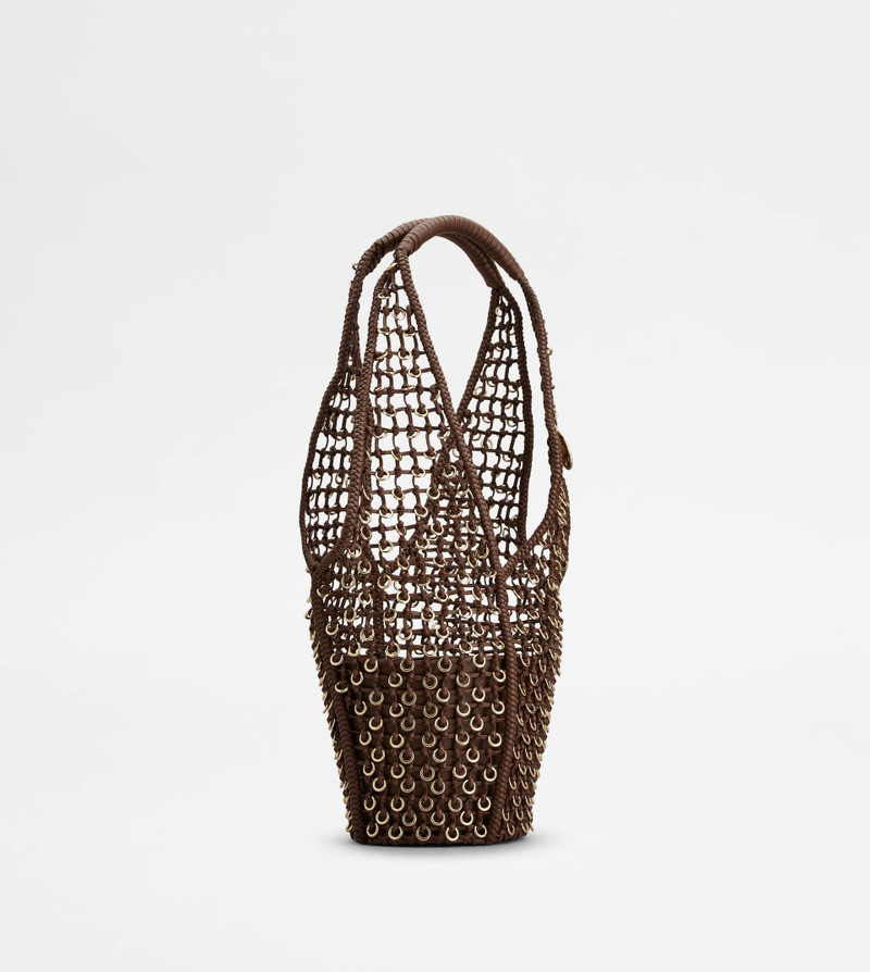 TOD'S DI BAG FOLIO SHOULDER BAG IN LEATHER SMALL - BROWN 3