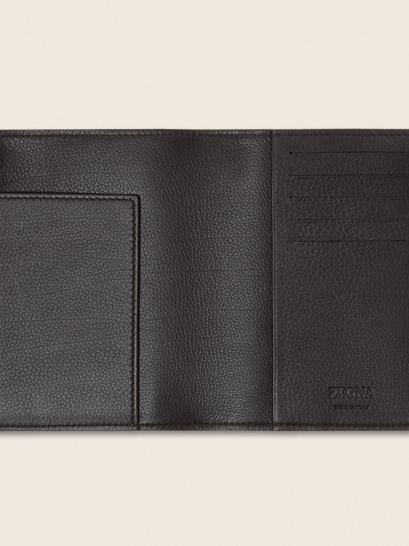 ZEGNA DARK BROWN SECONDSKIN PASSPORT CASE outlook
