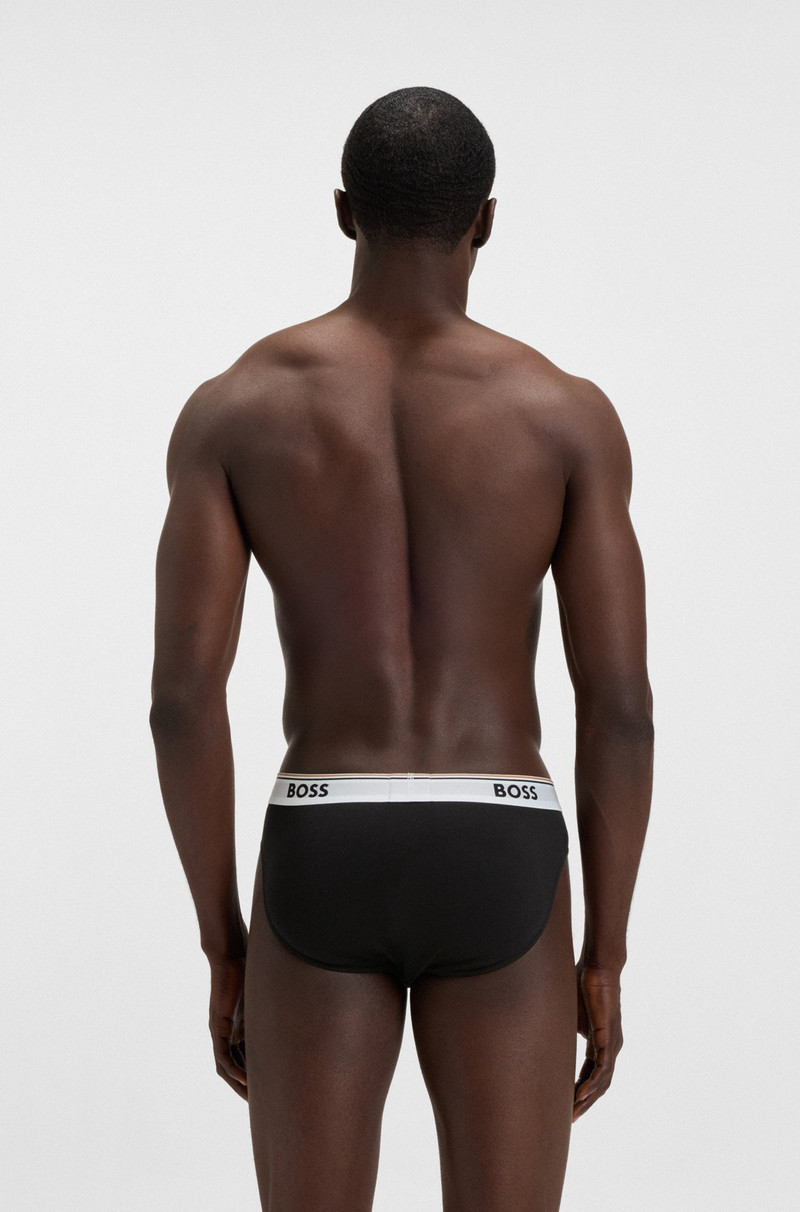 BOSS THREE-PACK OF STRETCH-COTTON BRIEFS WITH LOGO WAISTBANDS outlook