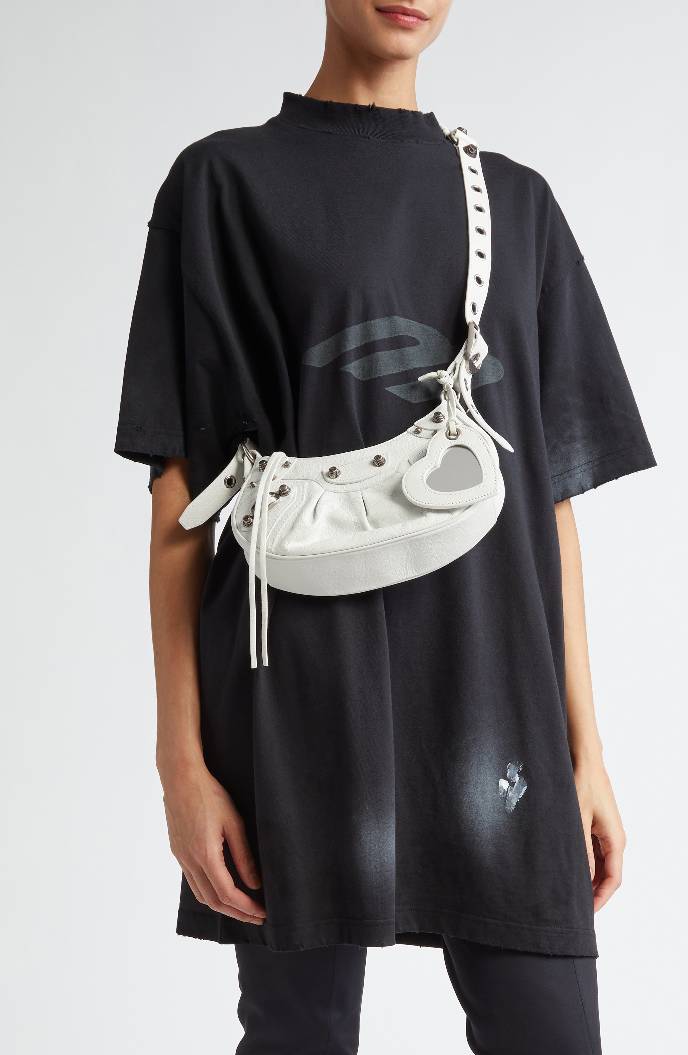 Balenciaga Extra Small Le Cagole Lambskin Shoulder Bag in Optic White at Nordstrom - 2