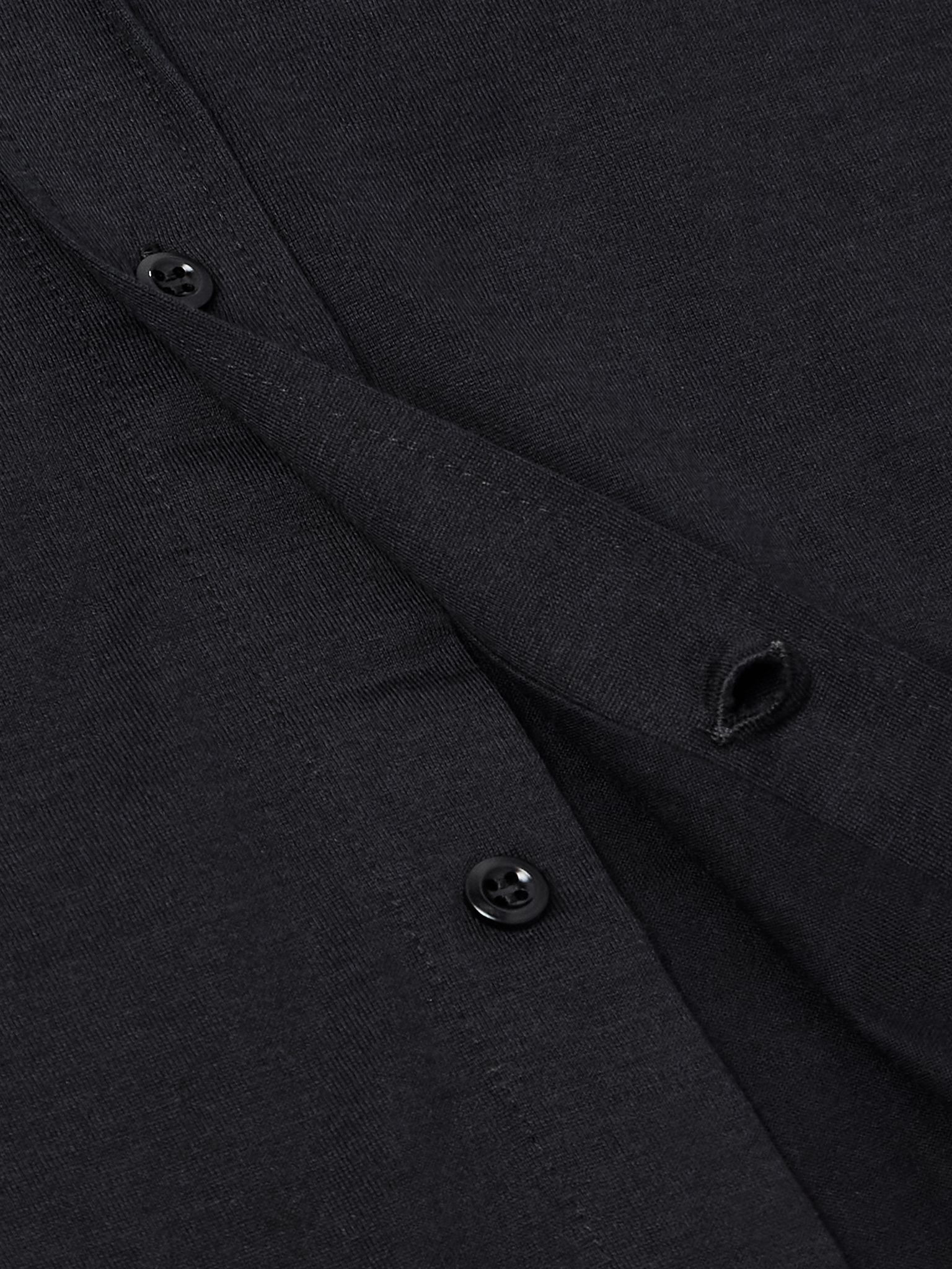 Cutaway-Collar Silk and Cotton-Blend Shirt Black - 5