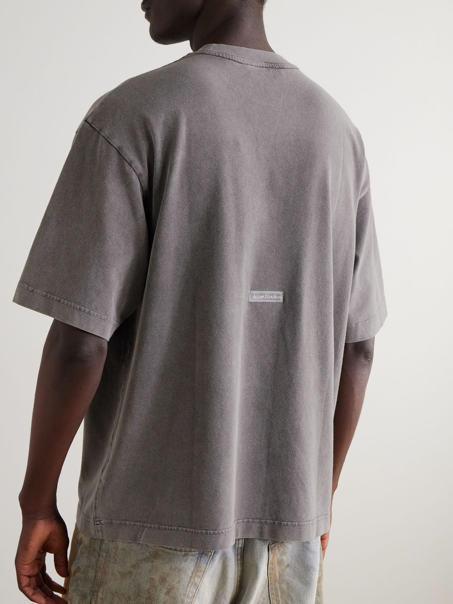 Extorr Logo-Appliquéd Garment-Dyed Cotton-Jersey T-Shirt Gray - 3