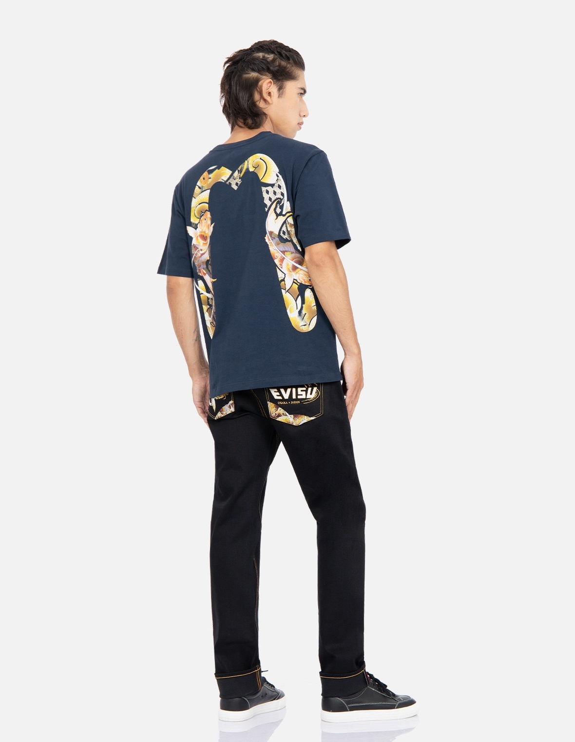 TATTOO KOI AND LOGO EMBROIDERY SLIM-FIT JEANS #2010 - 3