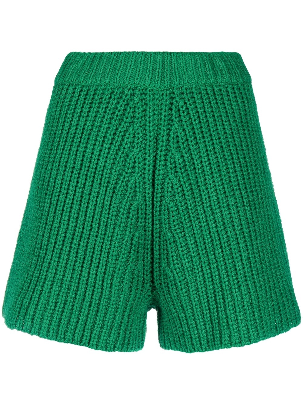 high-waisted knitted shorts - 1