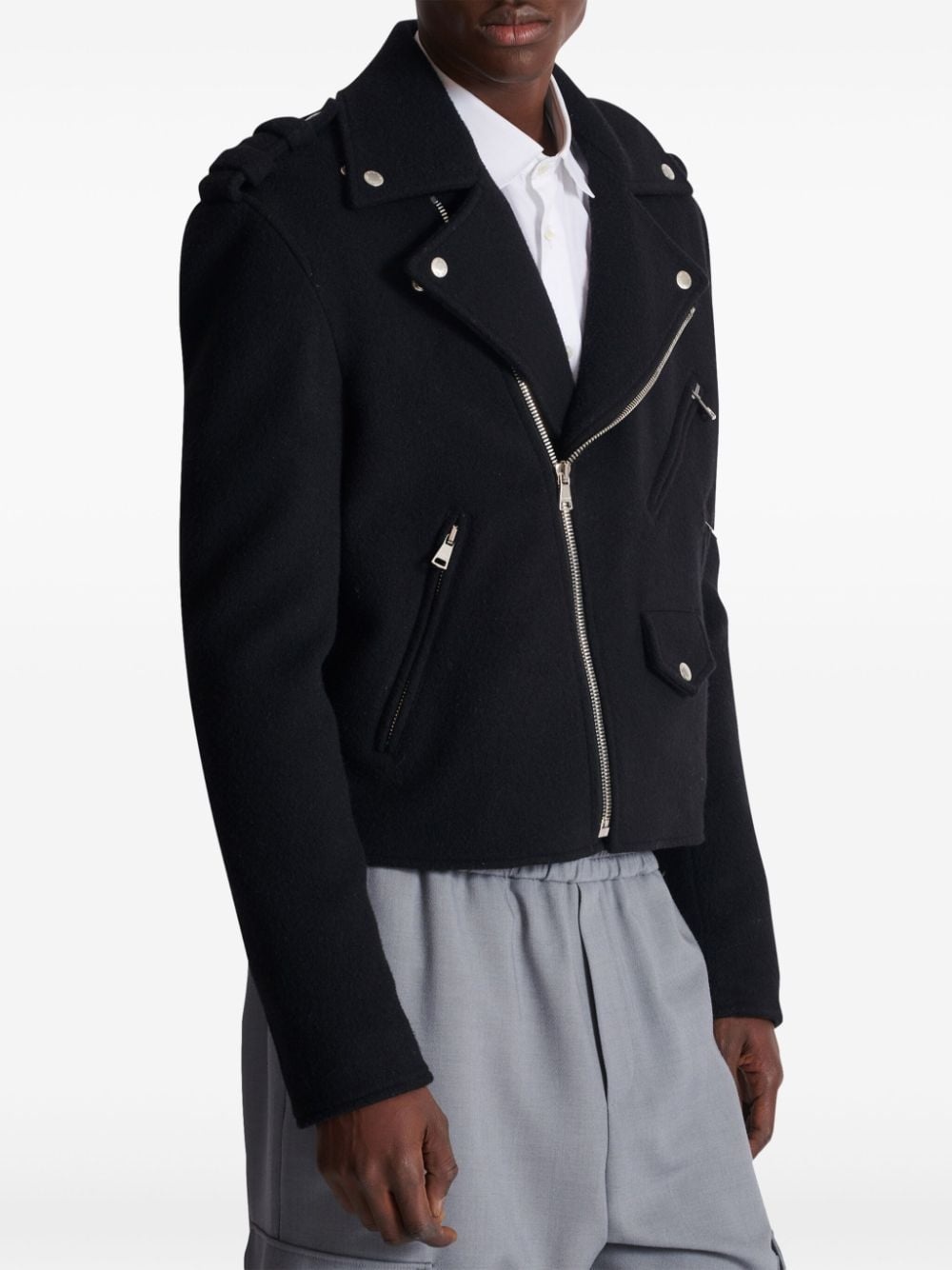 brushed biker jacket - 5