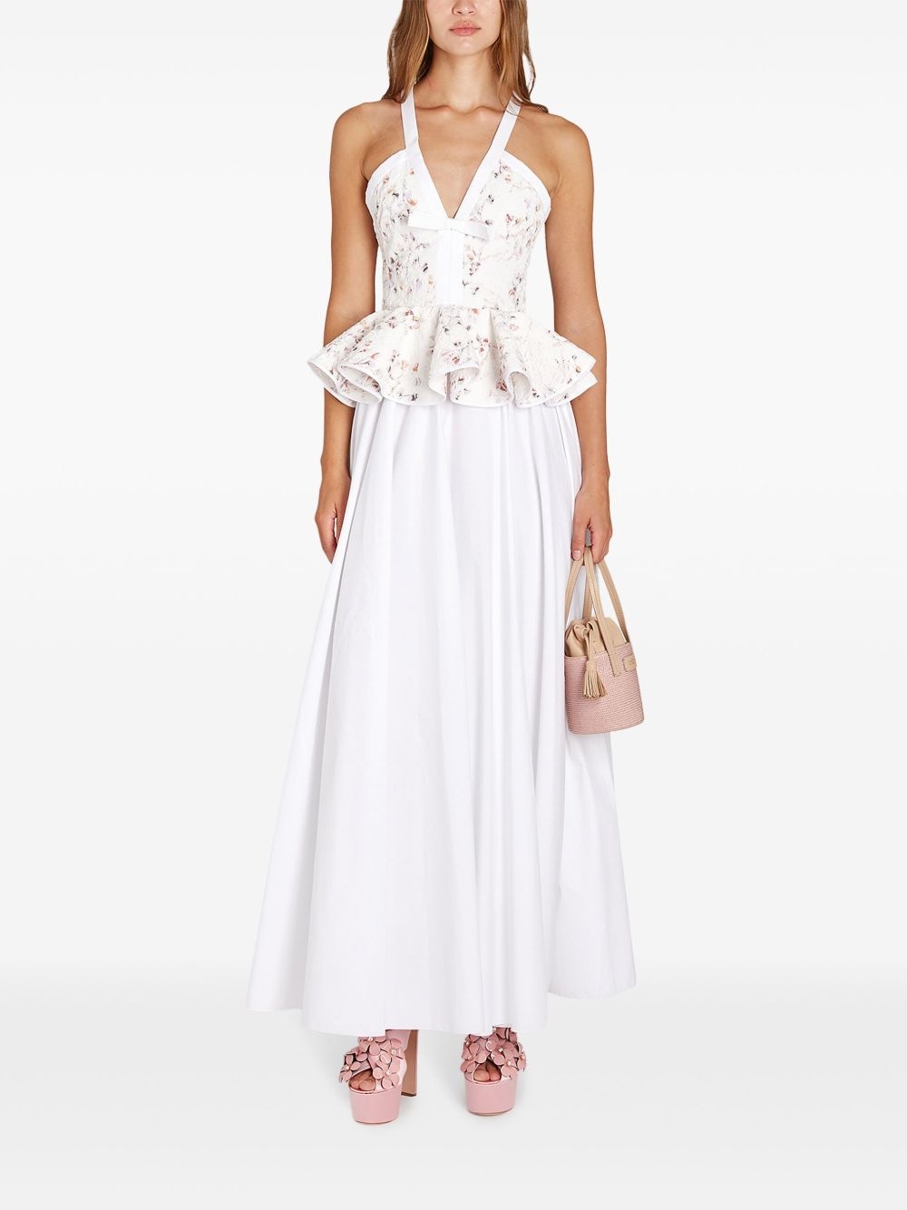floral-jacquard maxi dress - 2