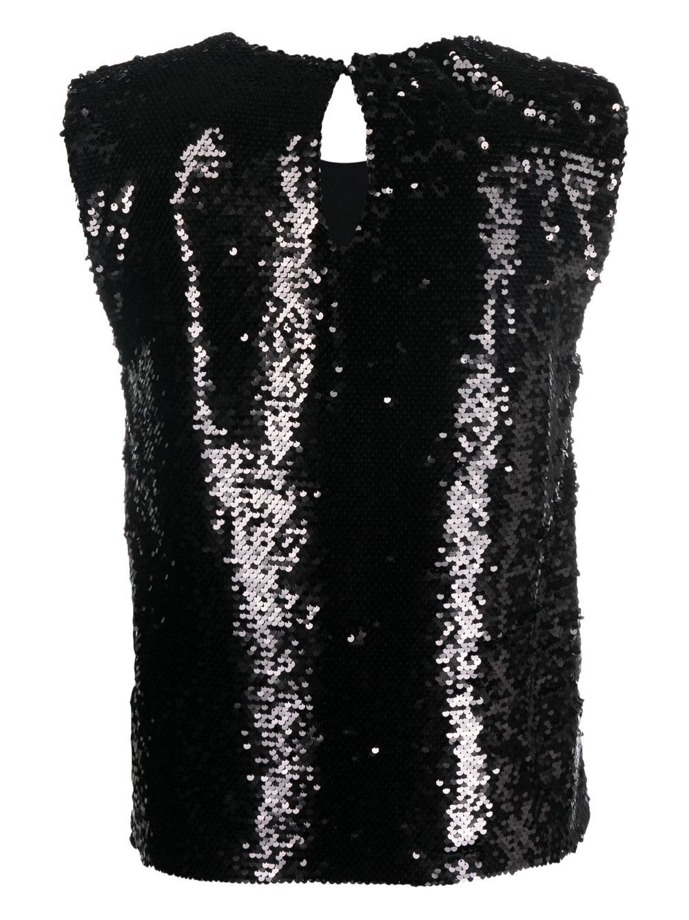 sequin-embellished sleeveless blouse - 2