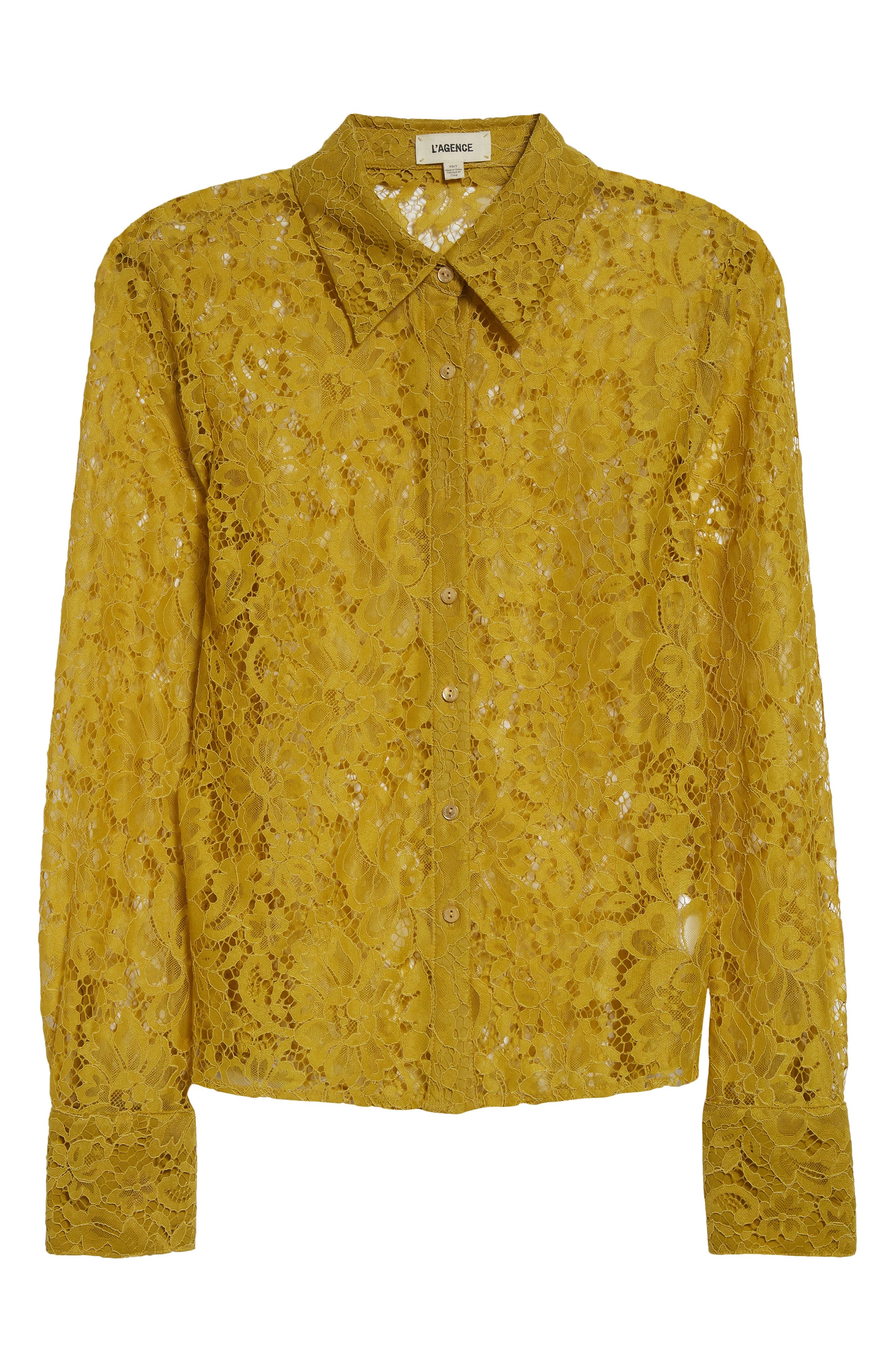 L'AGENCE Maia Lace Button-Up Shirt in Ceylon Yellow Lace at Nordstrom - 5