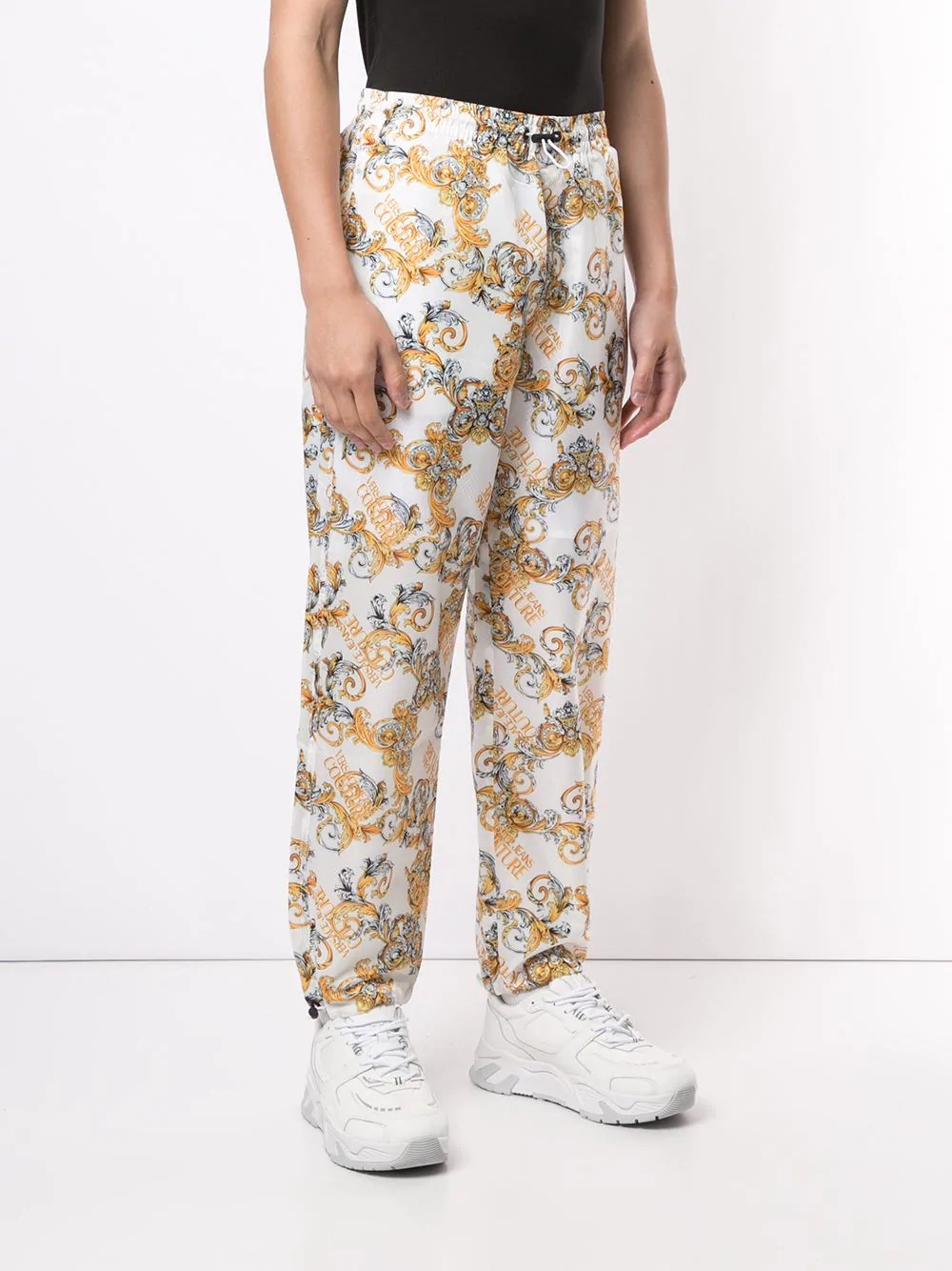 baroque-print drawstring trousers - 3