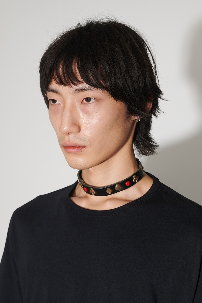 2 cm Card Deck Choker Black Bridle Leather 4