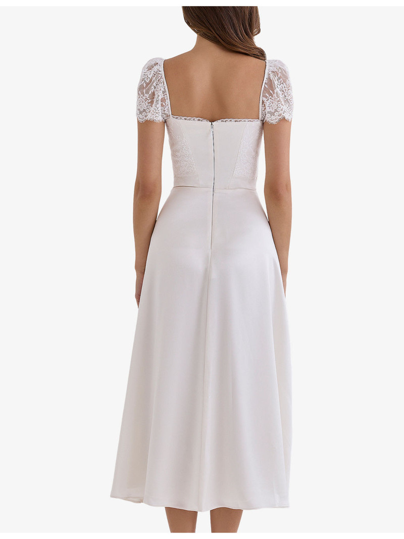 Selena Lace-Embroidered Satin Midi Dress 4