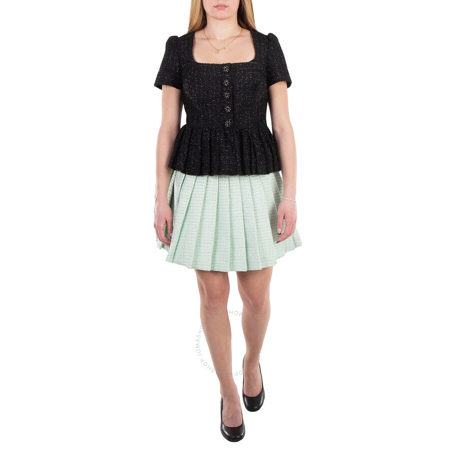 Self Portrait Boucle Pleated Mini Skirt - 4