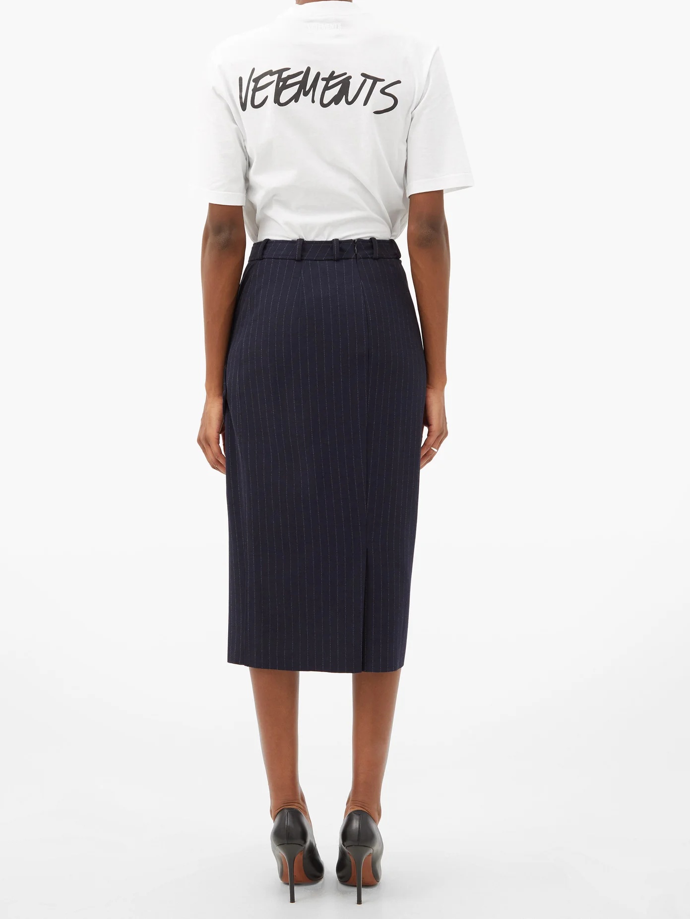 High-rise pinstriped crepe skirt - 5