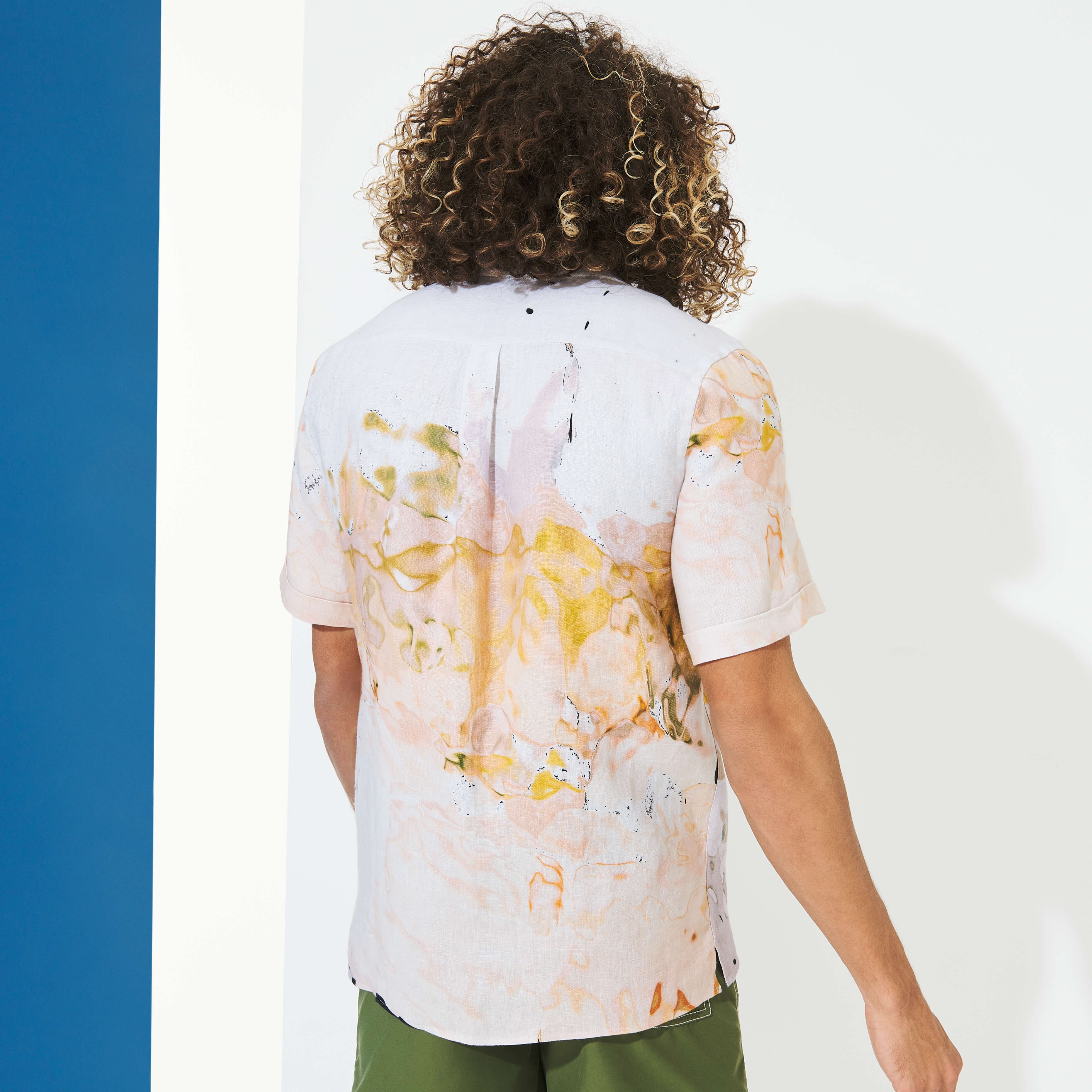 Men Bowling Shirt Linen Distortive water - Vilebrequin x Highsnobiety - 4