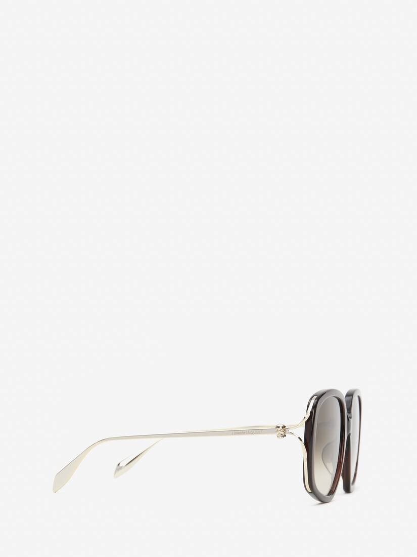 Women's Skull Hinge Soft Square Sunglasses in Brown - 2