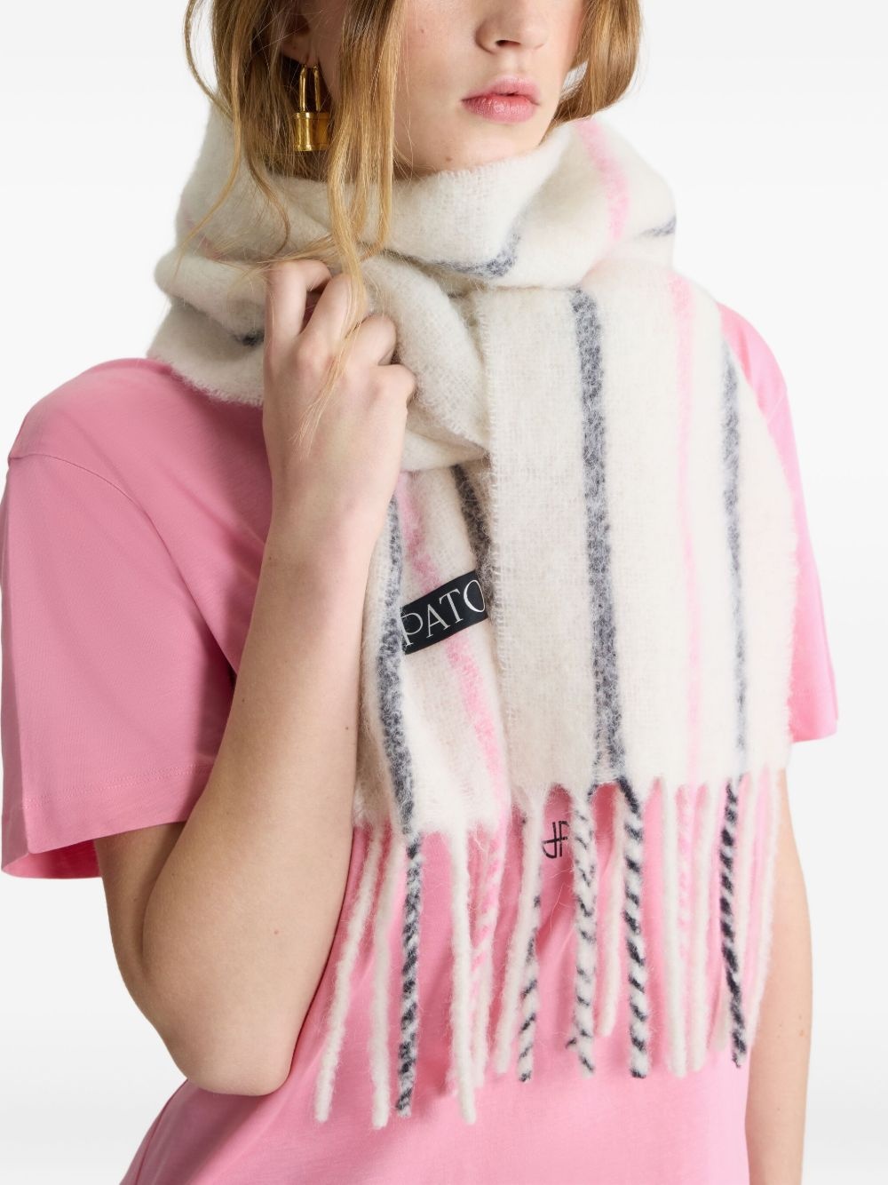 striped fringed scarf - 2