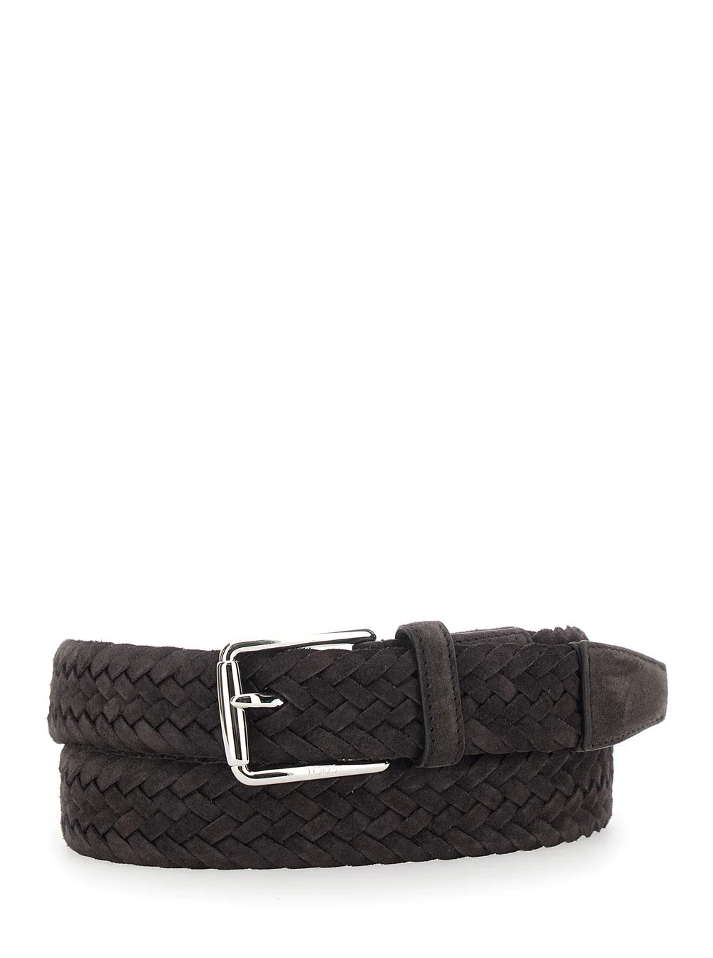 Suede Belt With Buckle And Metal Details Brown Men - 1