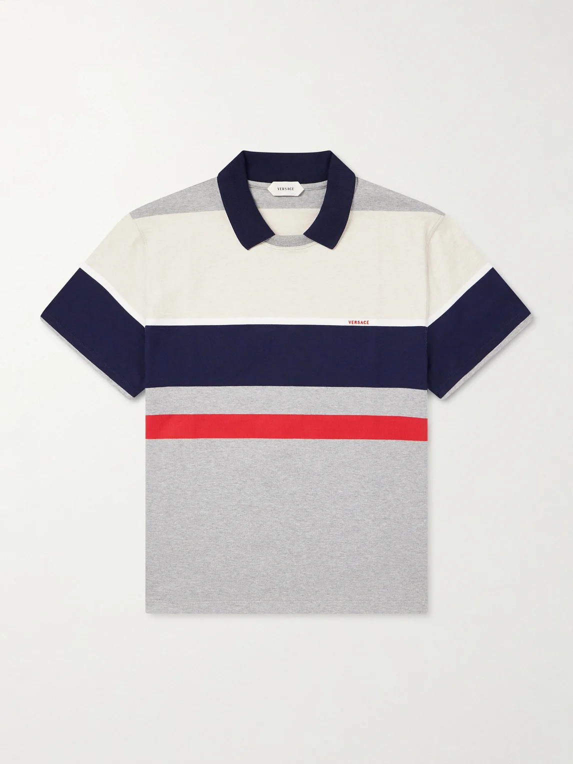 Logo-Embroidered Striped Cotton-Jersey Polo Shirt - 1