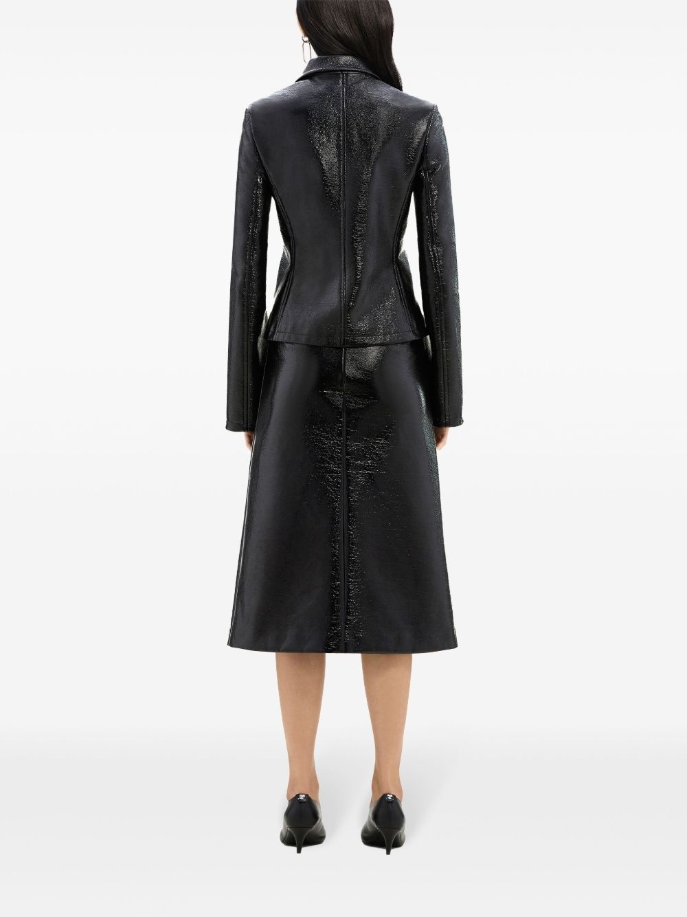 zip-detail coated midi skirt - 4