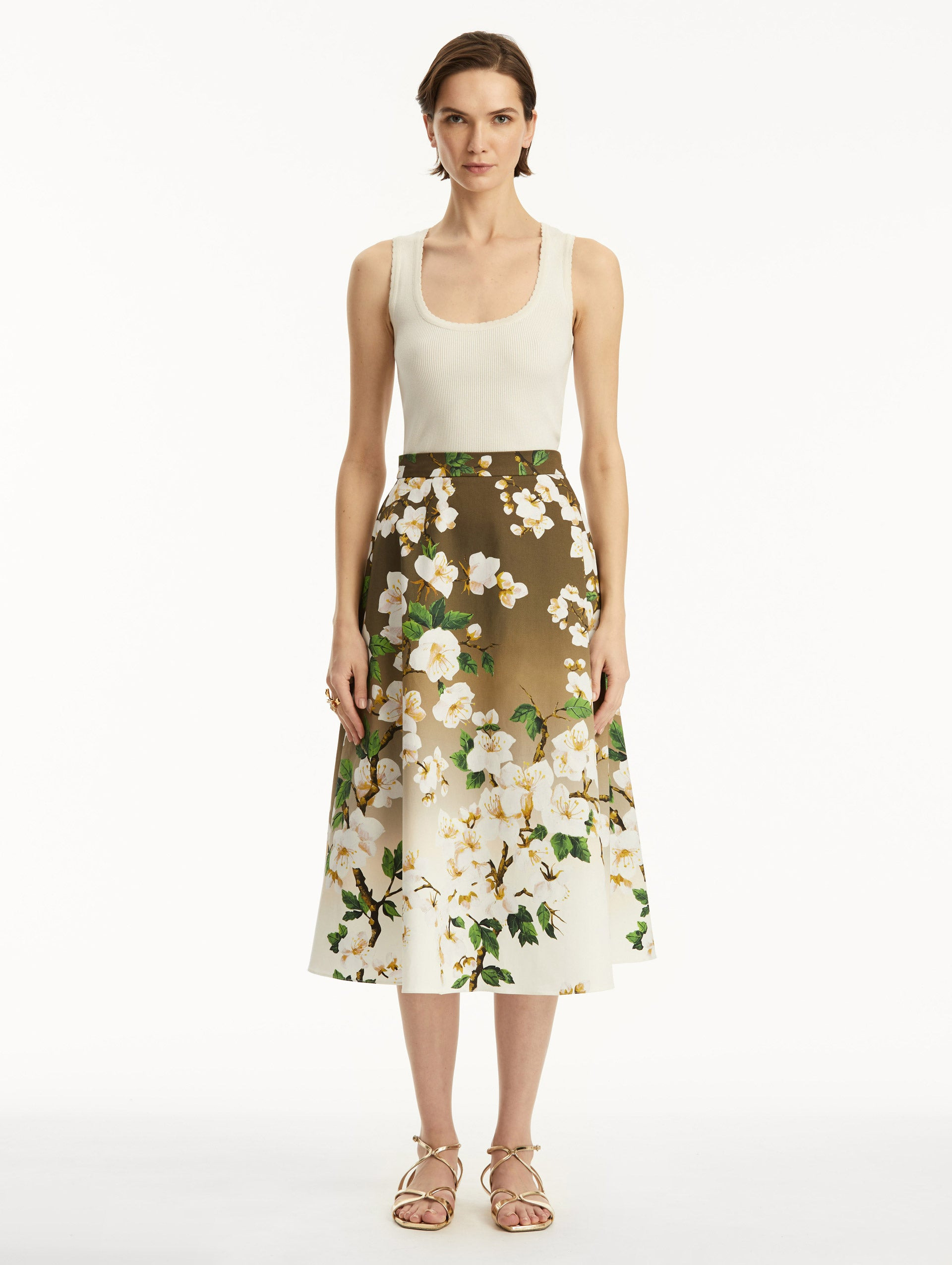 OMBRÉ CHERRY BLOSSOM COTTON POPLIN SKIRT - 2