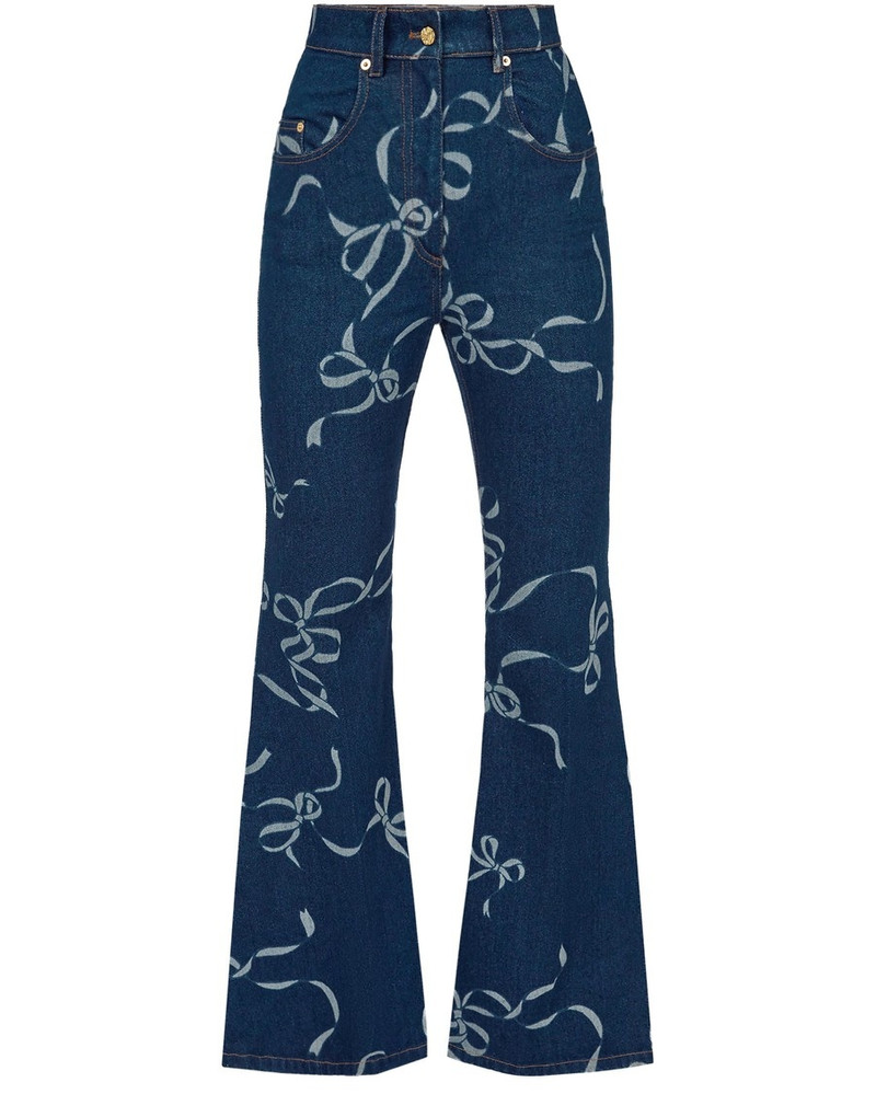 graphic-print long-length flared trousers 1
