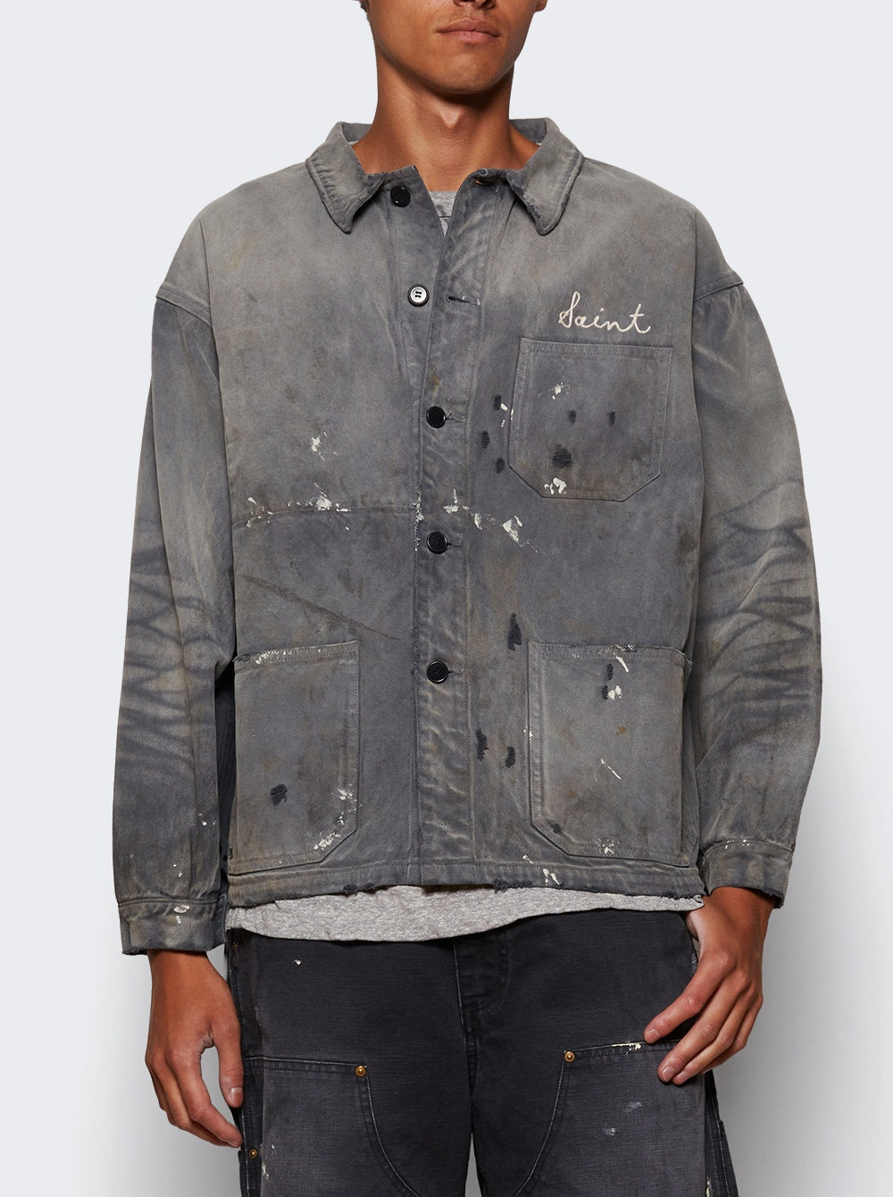 Paint Splatter Overshirt Blue - 2