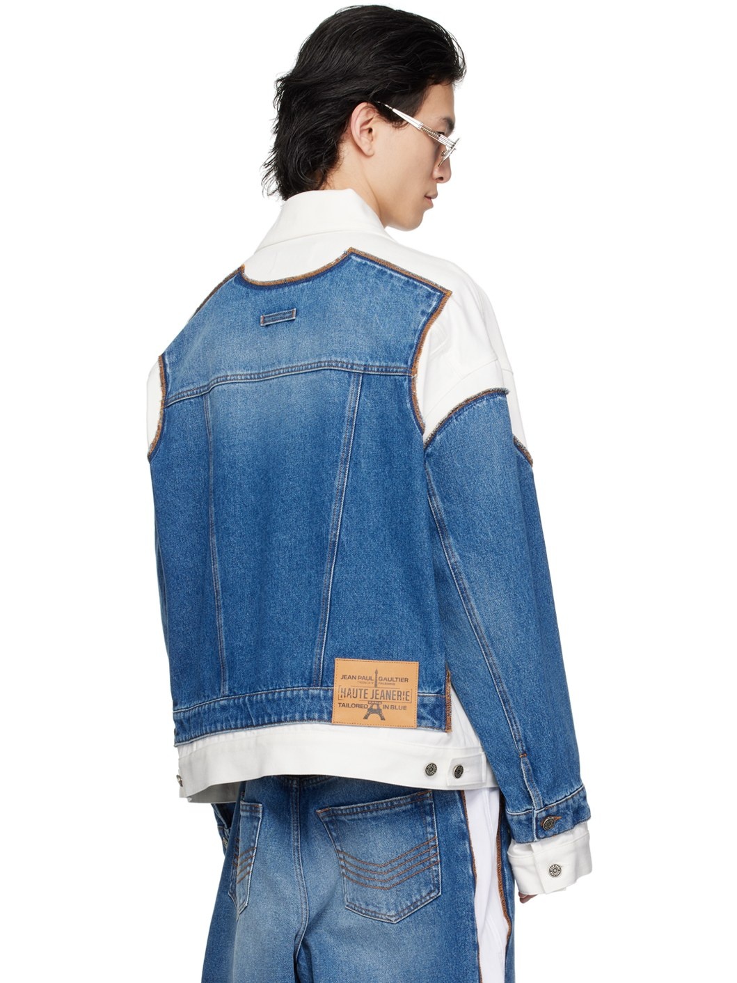 Blue & White 'The Trompe L'œil' Denim Jacket - 3