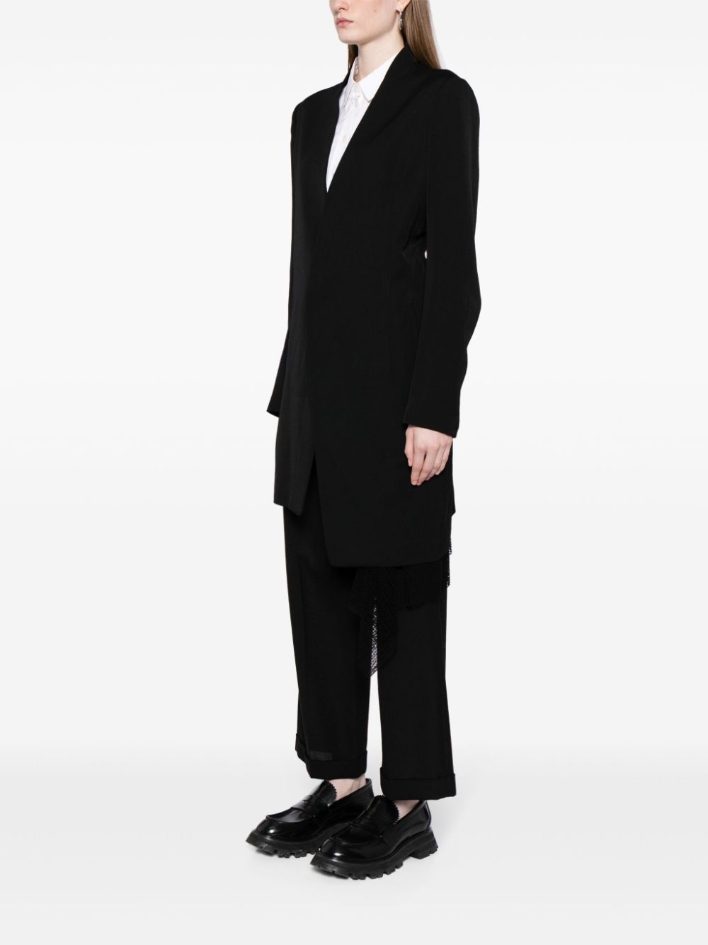 asymmetric wool single-breasted coat - 3