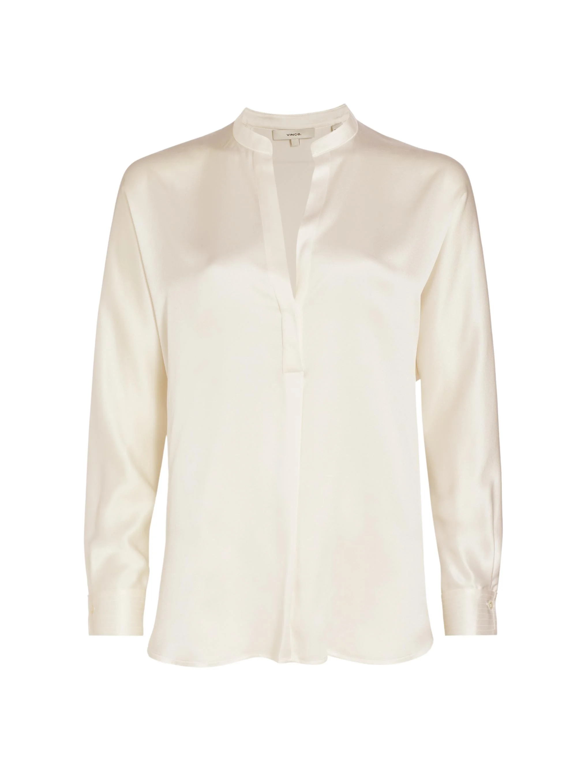 Women's Silk Long-Sleeve Blouse - Optic White - 1