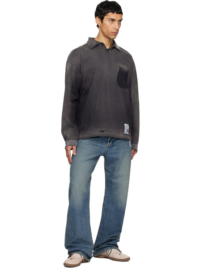 Maison MIHARAYASUHIRO Black Sun Faded Long Sleeve Polo outlook