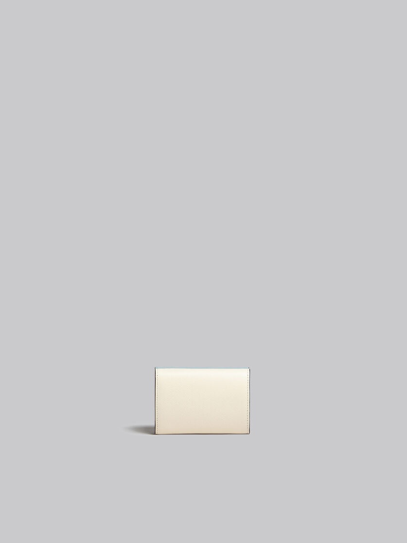 LIGHT GREEN, BEIGE AND WHITE SAFFIANO LEATHER TRI-FOLD WALLET - 3