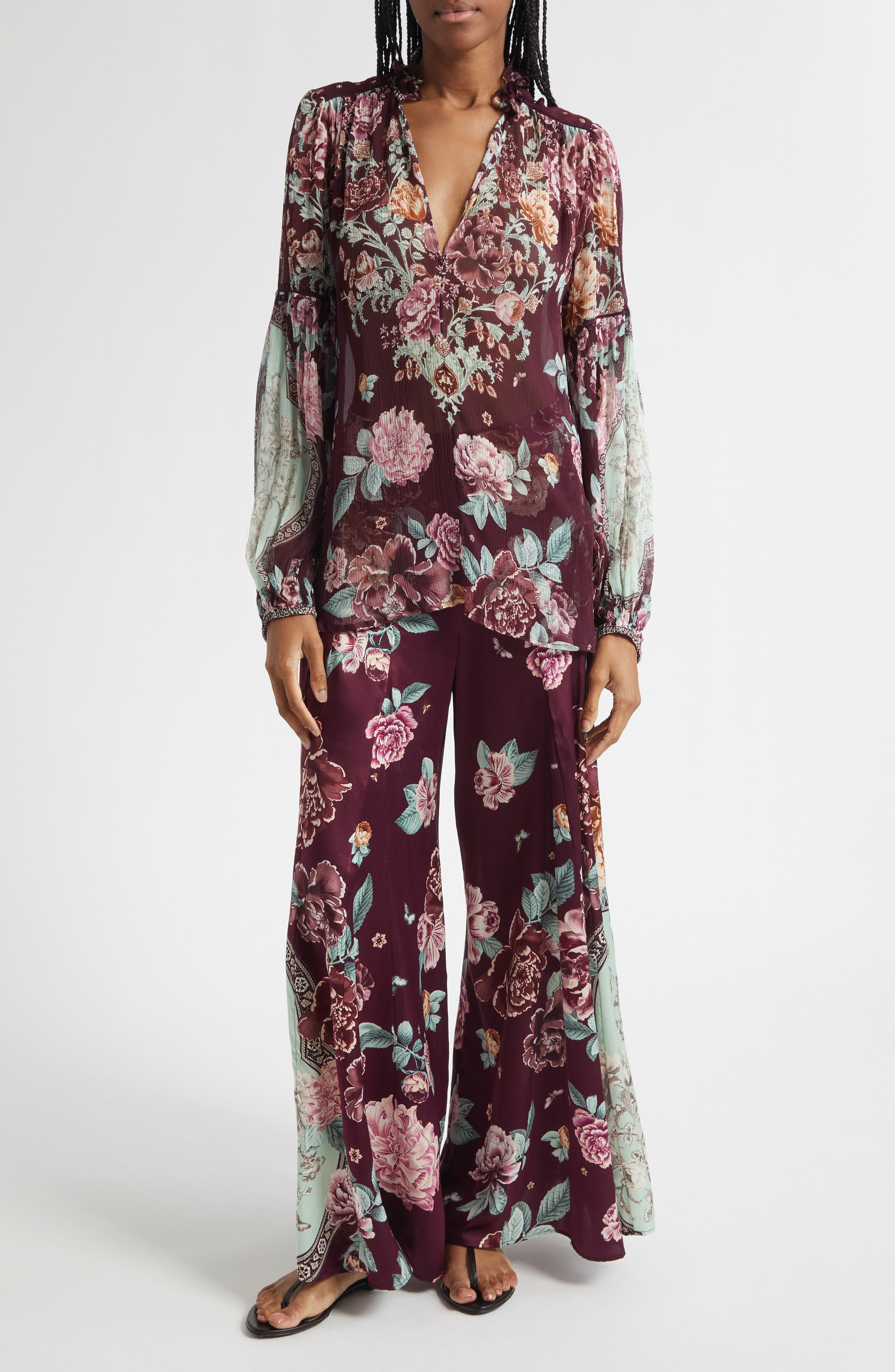 Camilla If These Tiles Could Talk Silk Peasant Top at Nordstrom - 2