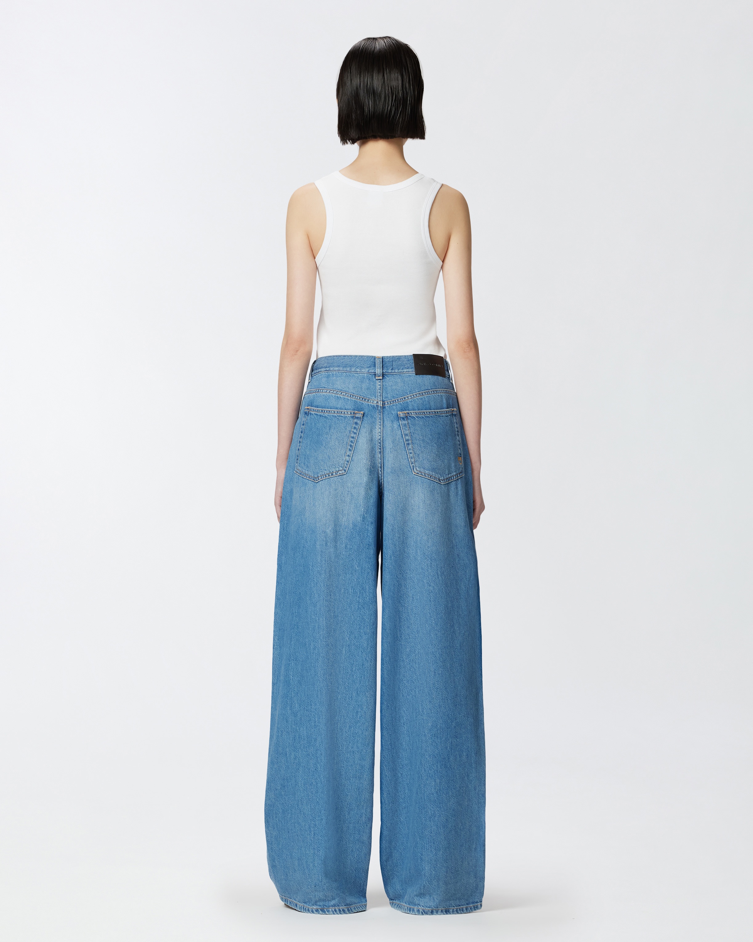 MEDIUM-LIGHT DENIM PALAZZO JEANS - 4