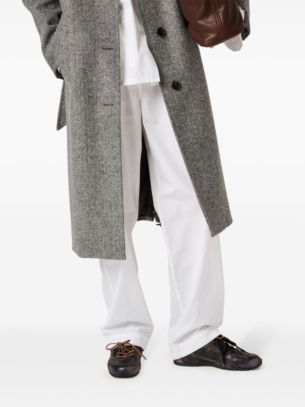 embroidered-logo poplin trousers - 4