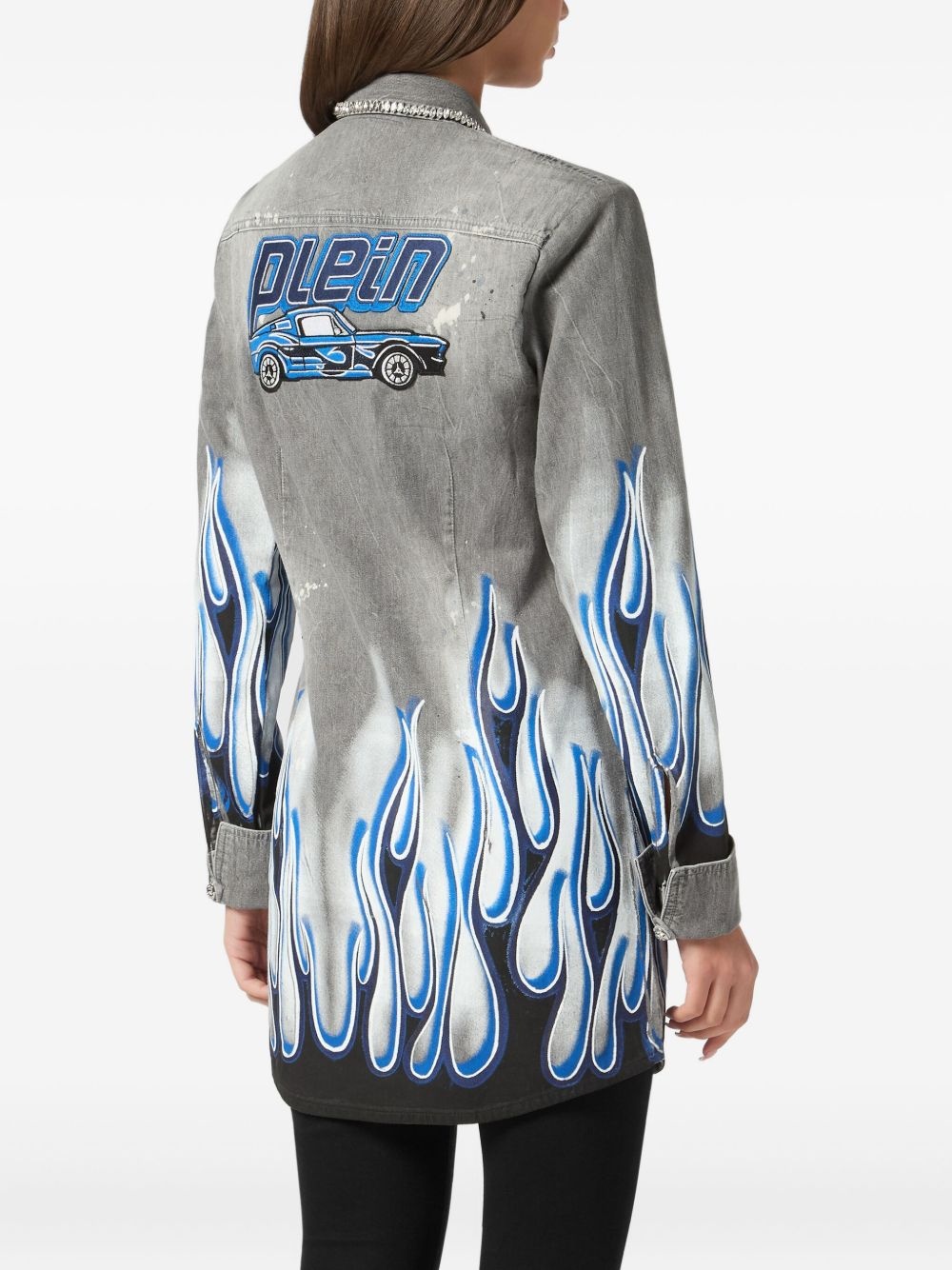 graphic-print denim shirt - 4