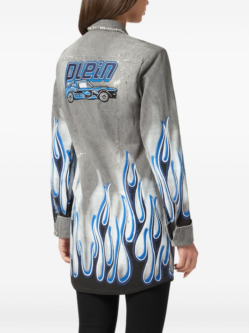 graphic-print denim shirt 4